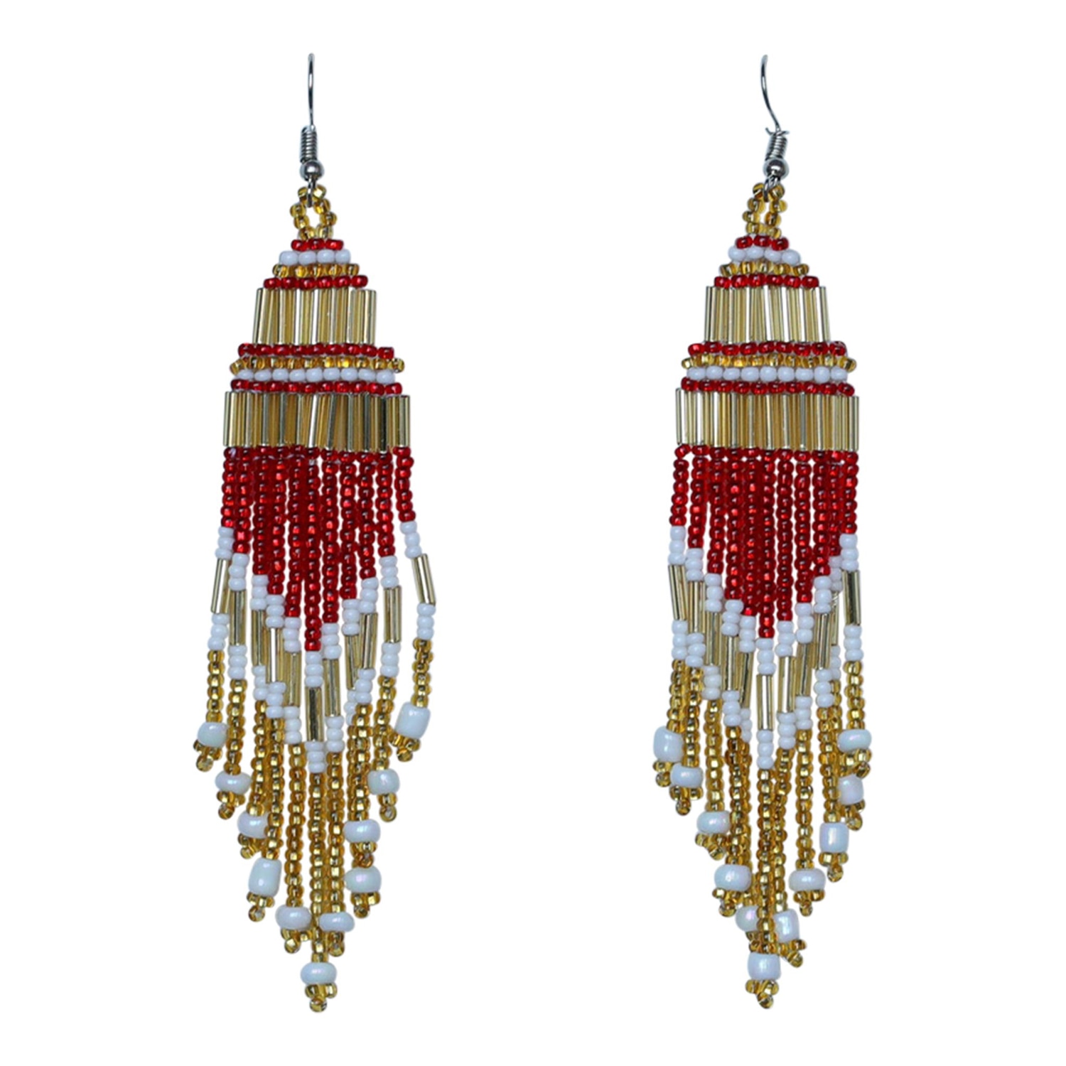 Women’s White / Red / Gold Encuentro Beaded Boho Earrings - True Love Good Tidings Style