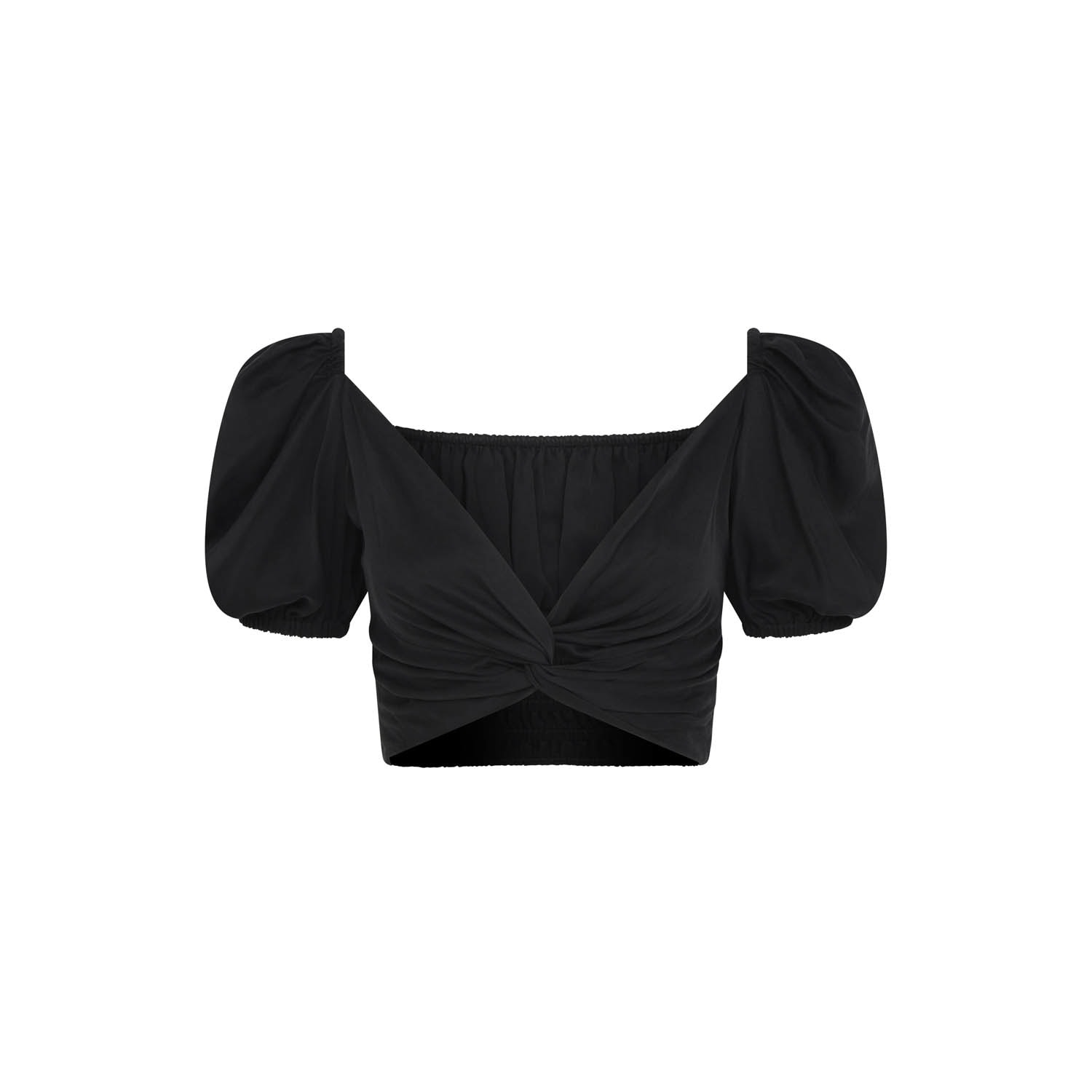 Frolickers Women's Black Convertible Puffed Sleeved Crop Top In Black