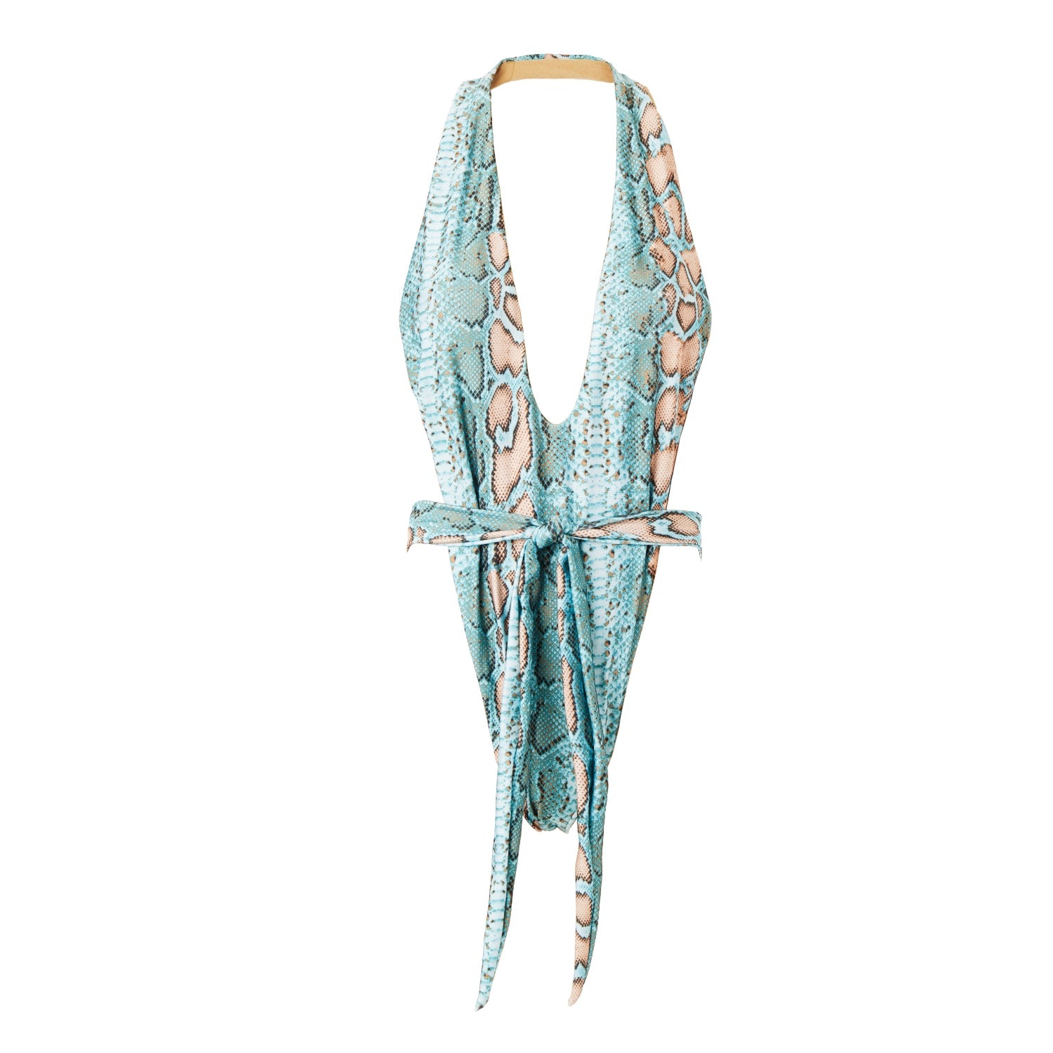 Siren Swimwear Women's Blue / Gold Siren Katarina Reversible Halter Blue Snake One Piece In Blue/gold