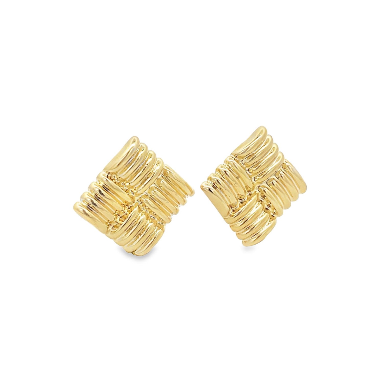 Shymi Women's Textured Square Statement Studs - Gold In Gold