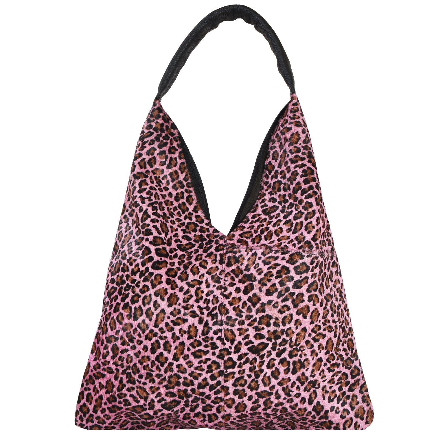 Women’s Pink / Purple Pink Animal Print Boho Leather Triangular Shoulder Bag Brix+Bailey