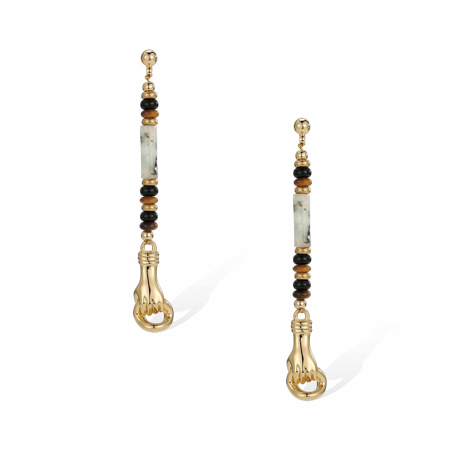 Retro Chic Women's Black / Brown / Gold Palms Earrings In Multi