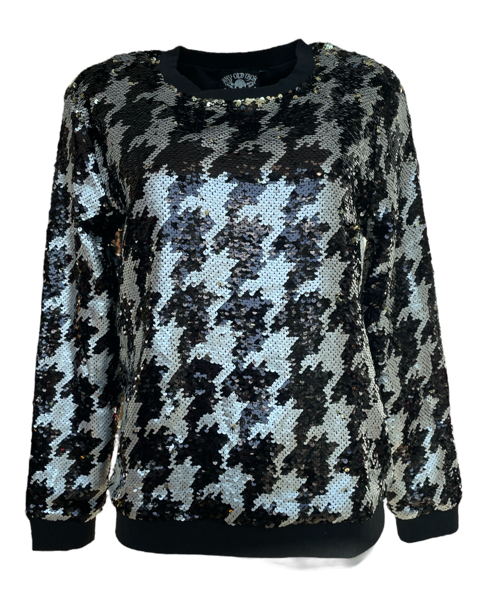 Any Old Iron Women's Gold / Black / Silver Dogstooth Reversible Sequin Sweatshirt In Gold/black/silver