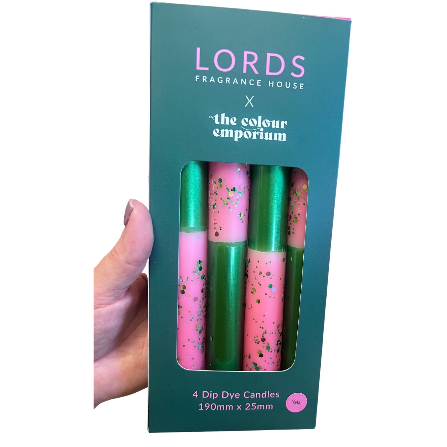 Green / Pink / Purple Yala Hand Dipped Tapered Candles Lords Fragrance House