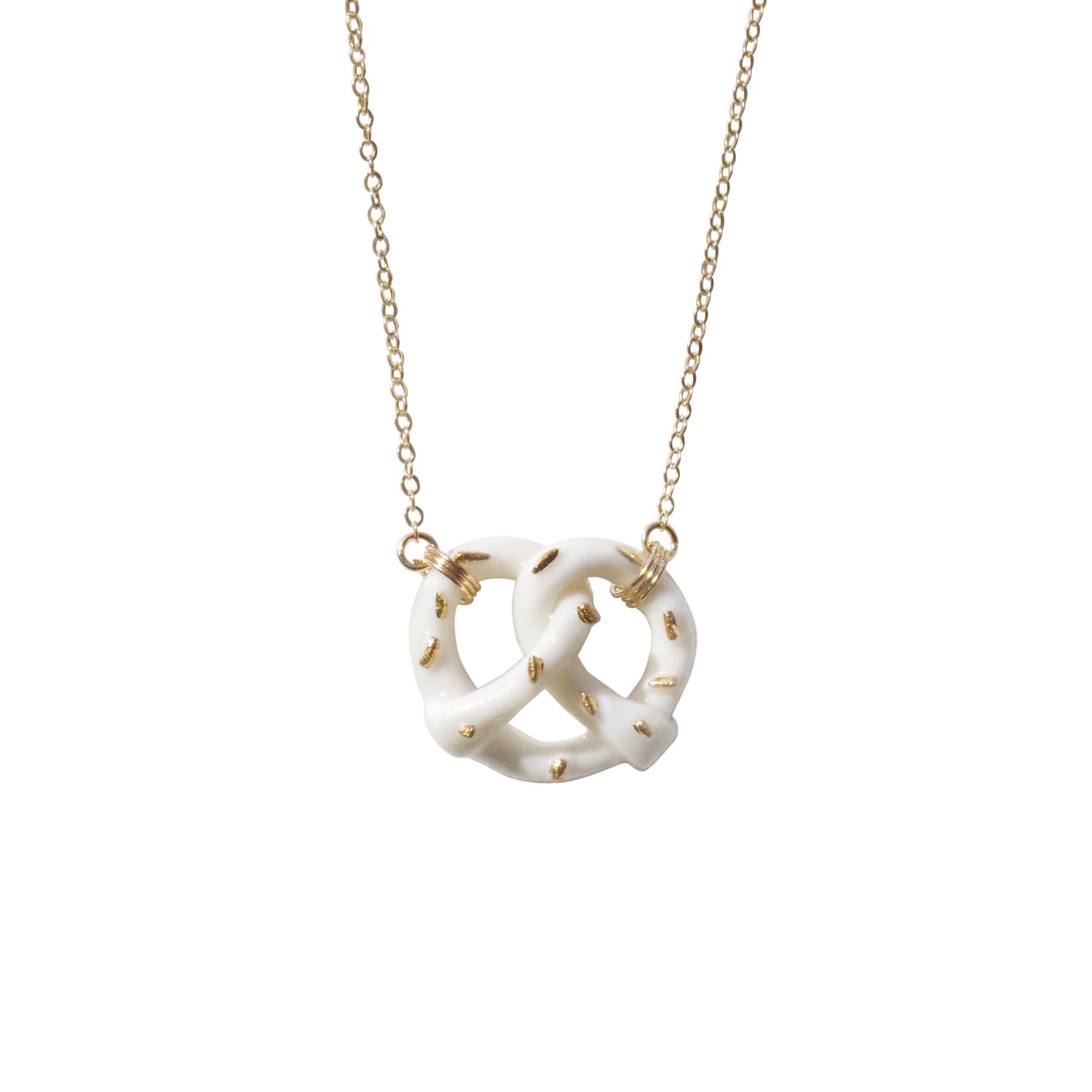 Women’s White / Gold Mini Porcelain Pretzel Necklace Poporcelain