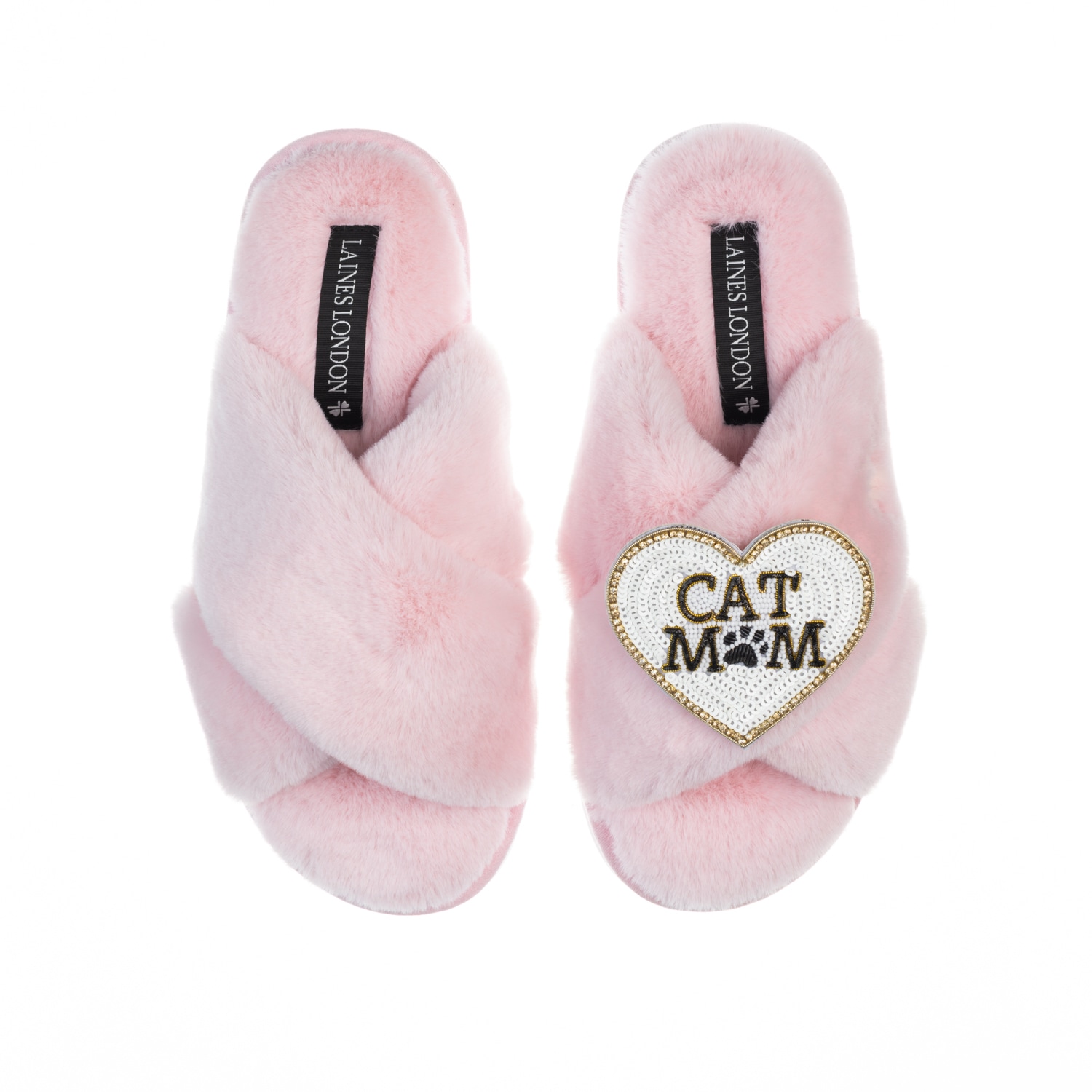 Laines London Women's Pink / Purple Classic Laines Slippers With Cat Mum /mom Brooch - Pink