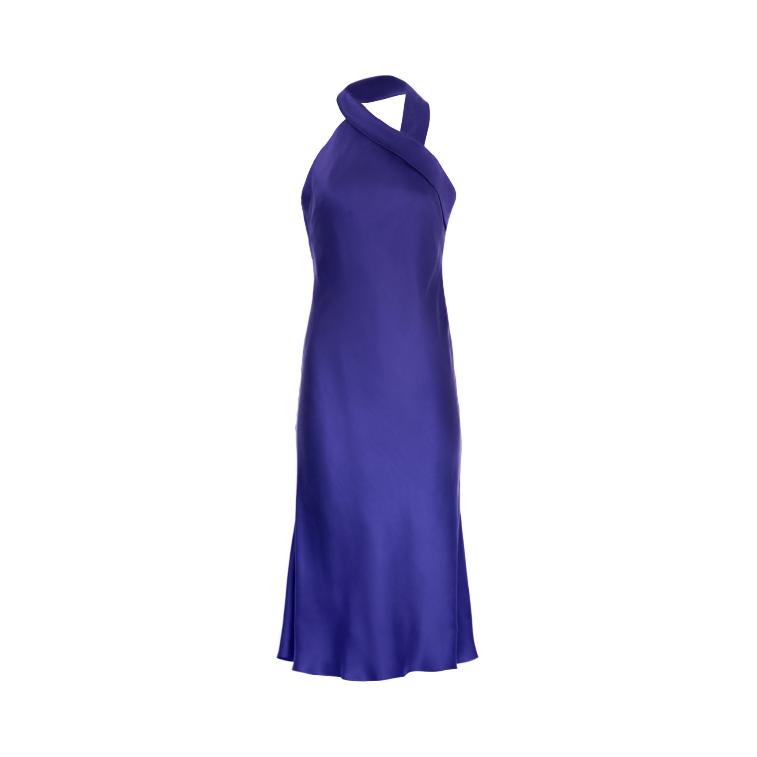Women's Blue Twist Halterneck Dress - Dark Purple | Medium | Mionè