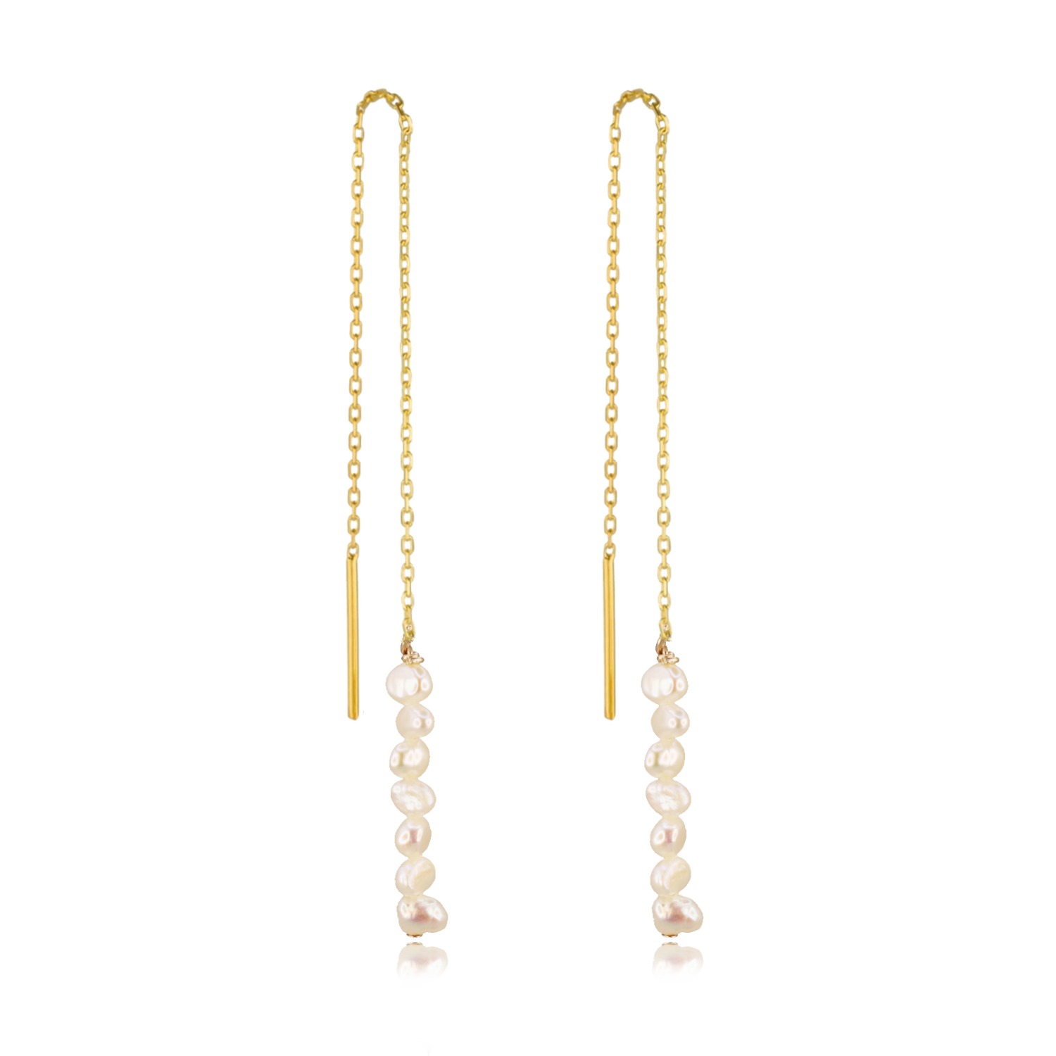 Marquise Swim Women's White / Gold Earrings - Gold Chain & Pearl Drops