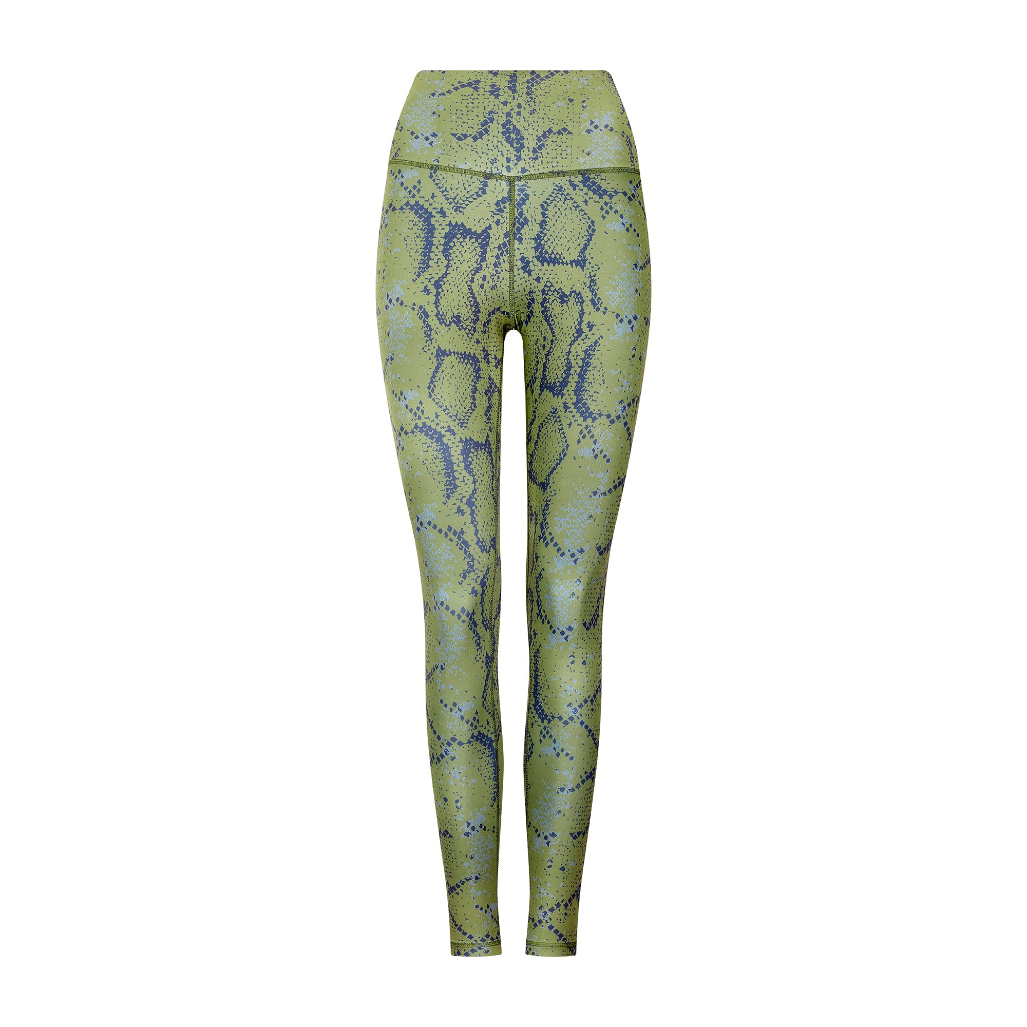 Lula-ru Women's Green High Rise Legging - Olive Snake In Green