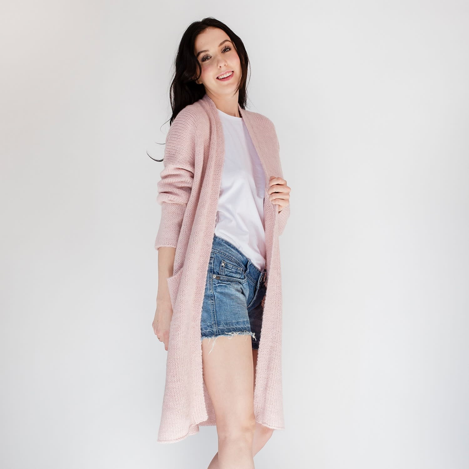 light pink long cardigan