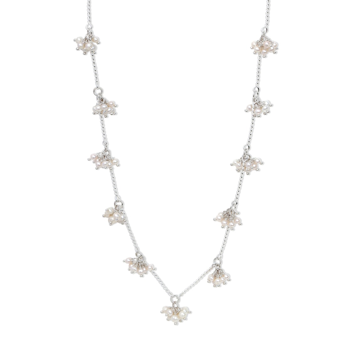 Women’s Silver Perle Seed Pearl Bunch Necklace Fv Jewellery