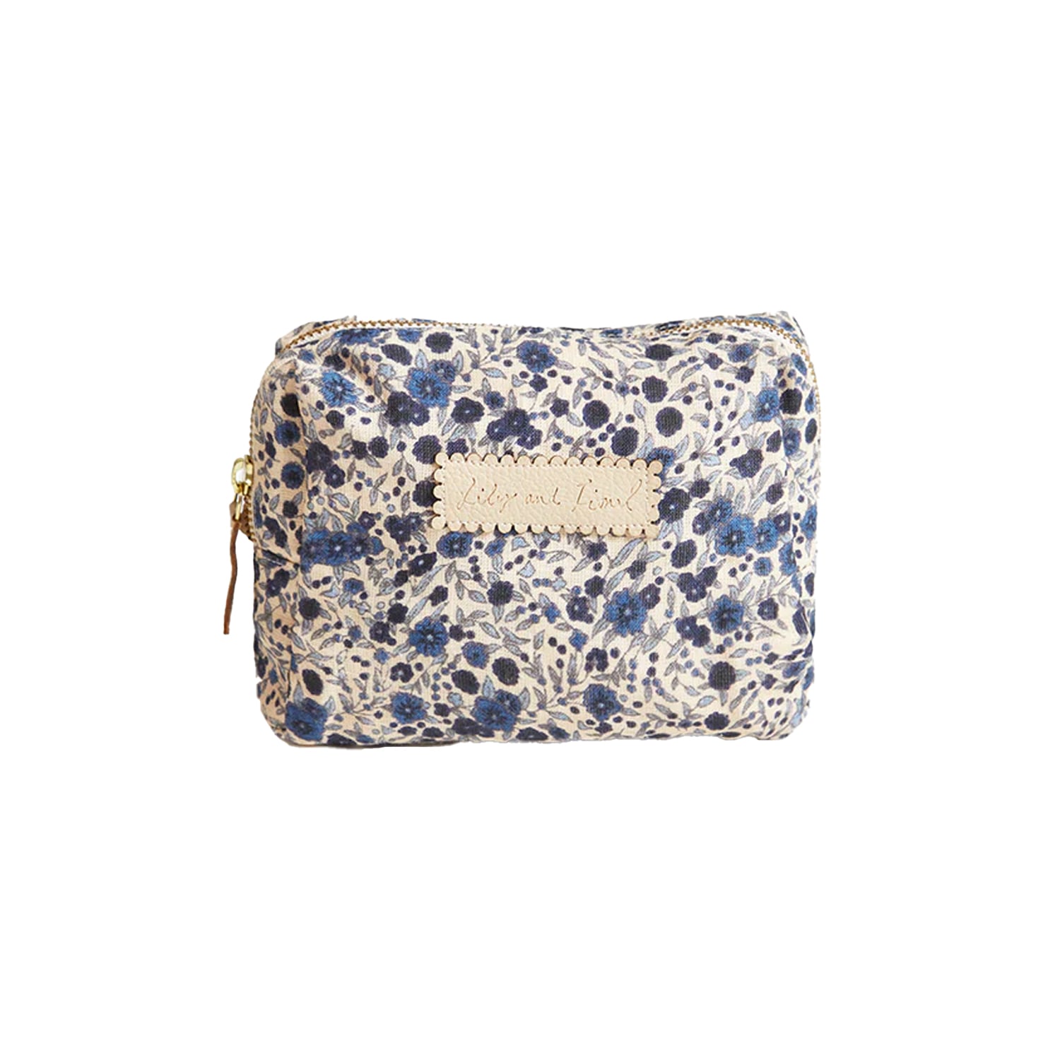 Lily And Lionel Cosmetic Bag Blue Floral Aster Print In Multi