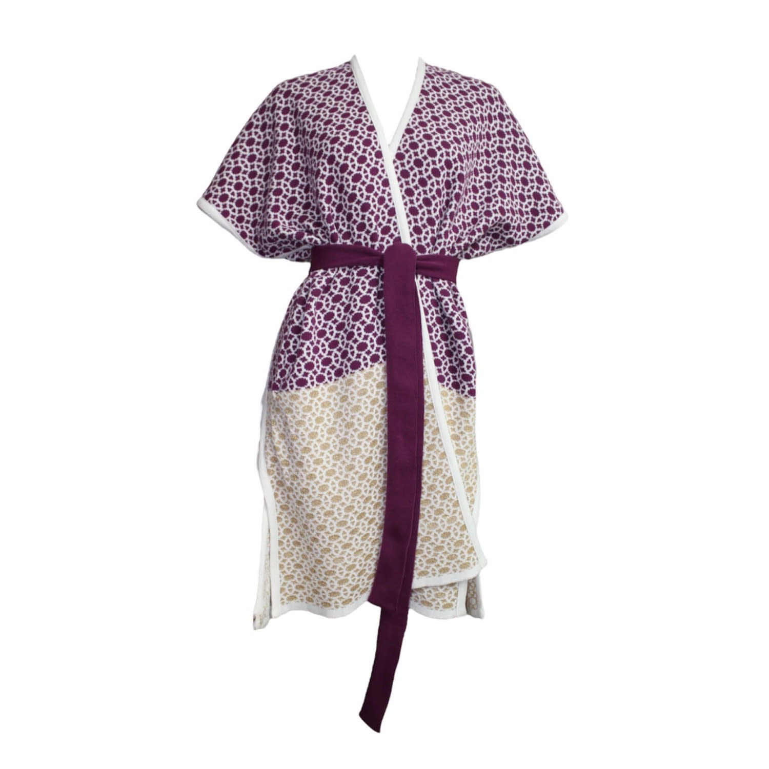 Women’s Maris Reversible Knit Wrap - Offwhite, Purple, Gold One Size Maria Aristidou