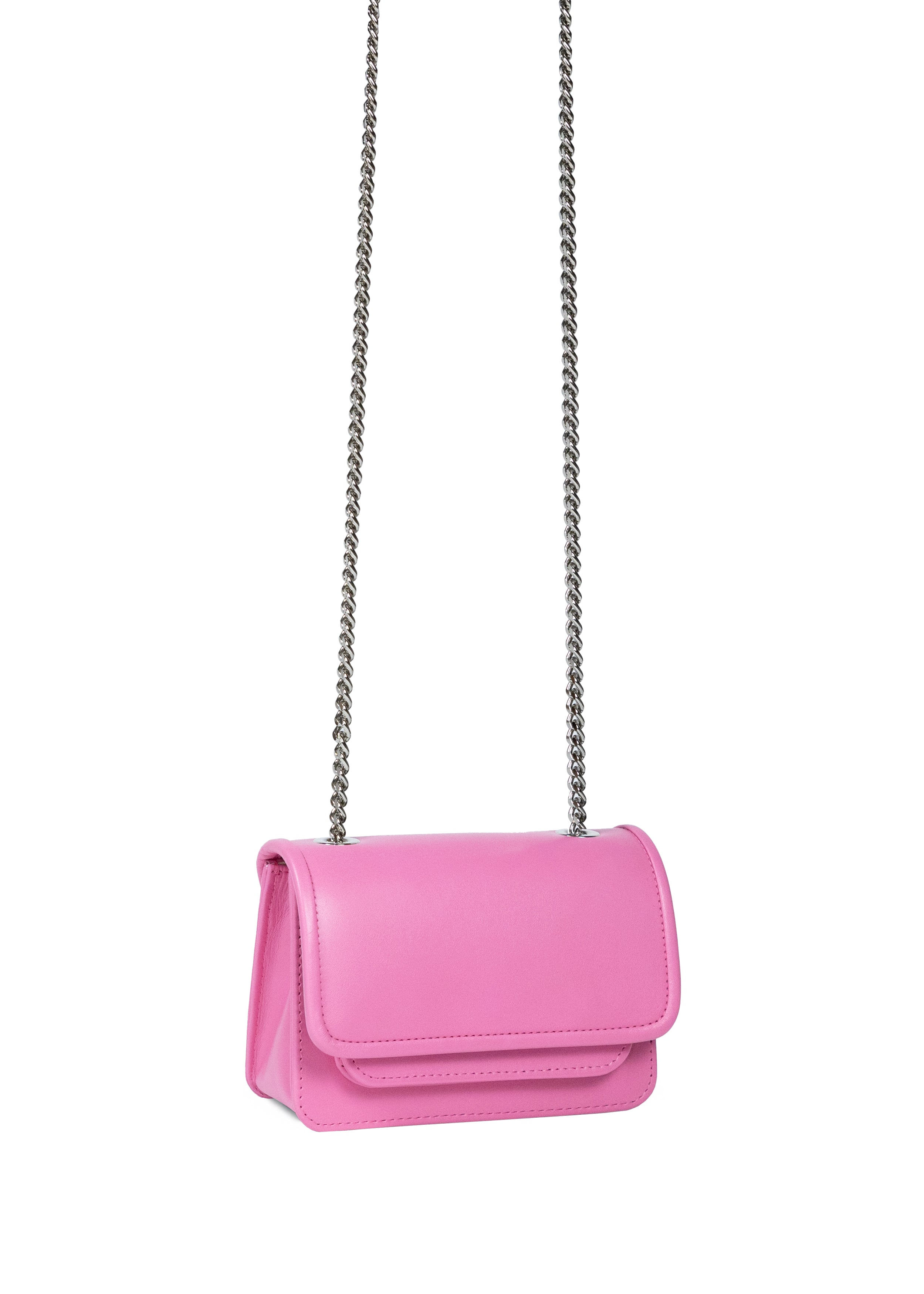 Vaskala Women's Pink / Purple Mini Bag Baby Pink With Chain