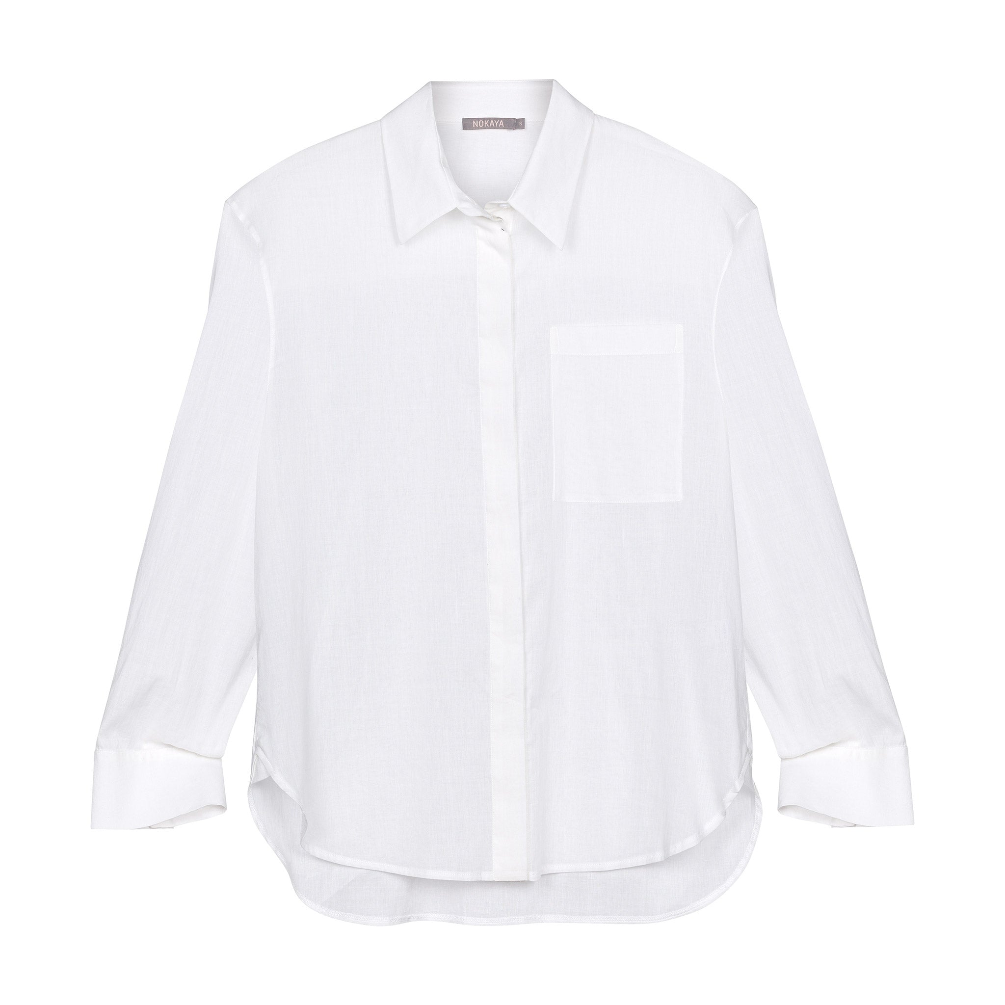 Nokaya Women's White Linen Voile Shirt In White