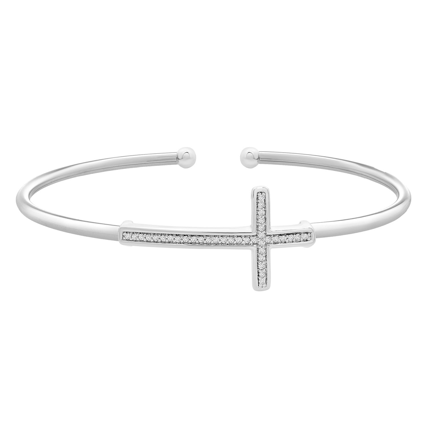 Women’s Silver Bruna Diamond Cross Bangle Bracelet Miki & Jane