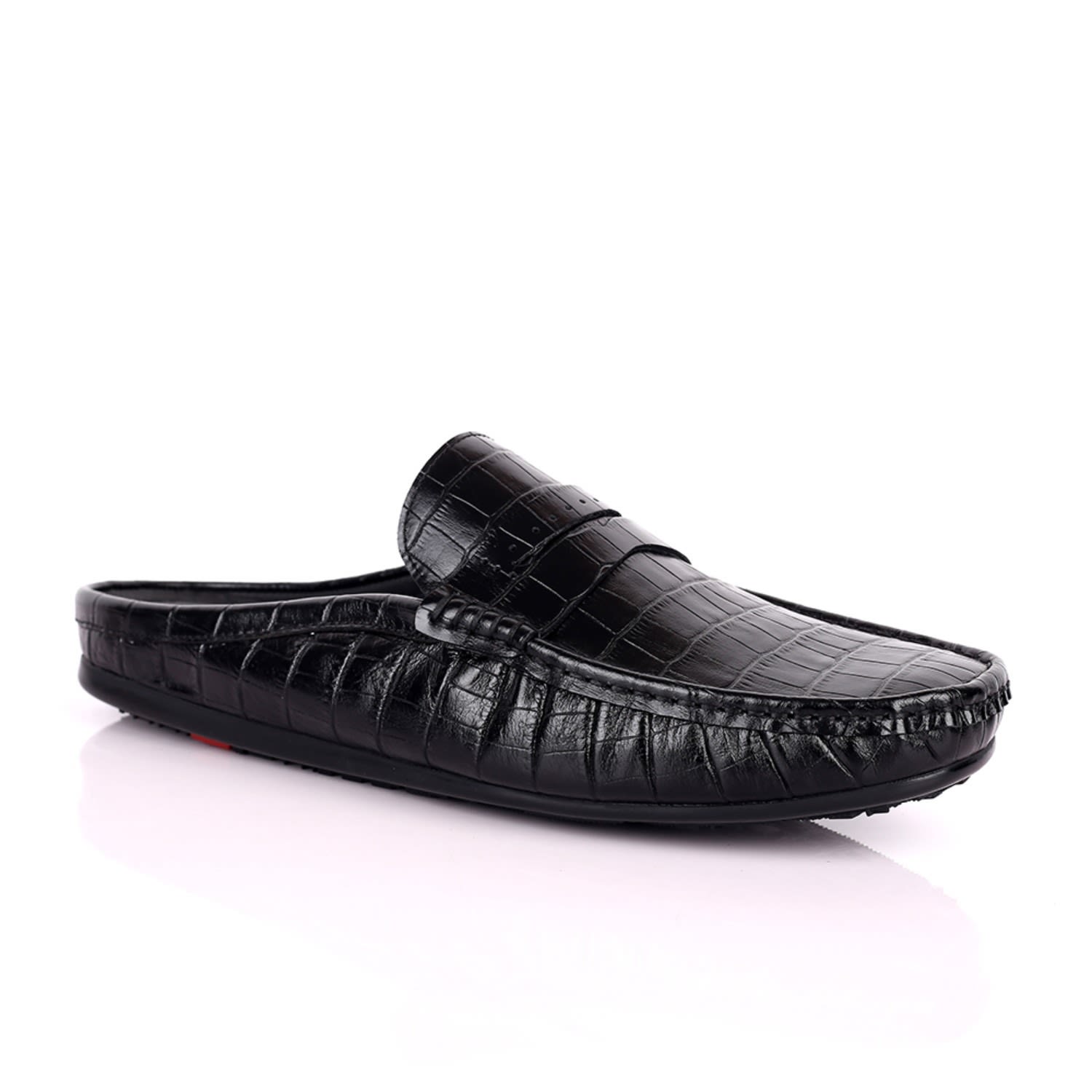 David Wej Men's Alfred Croc Half Slippers - Black In Black