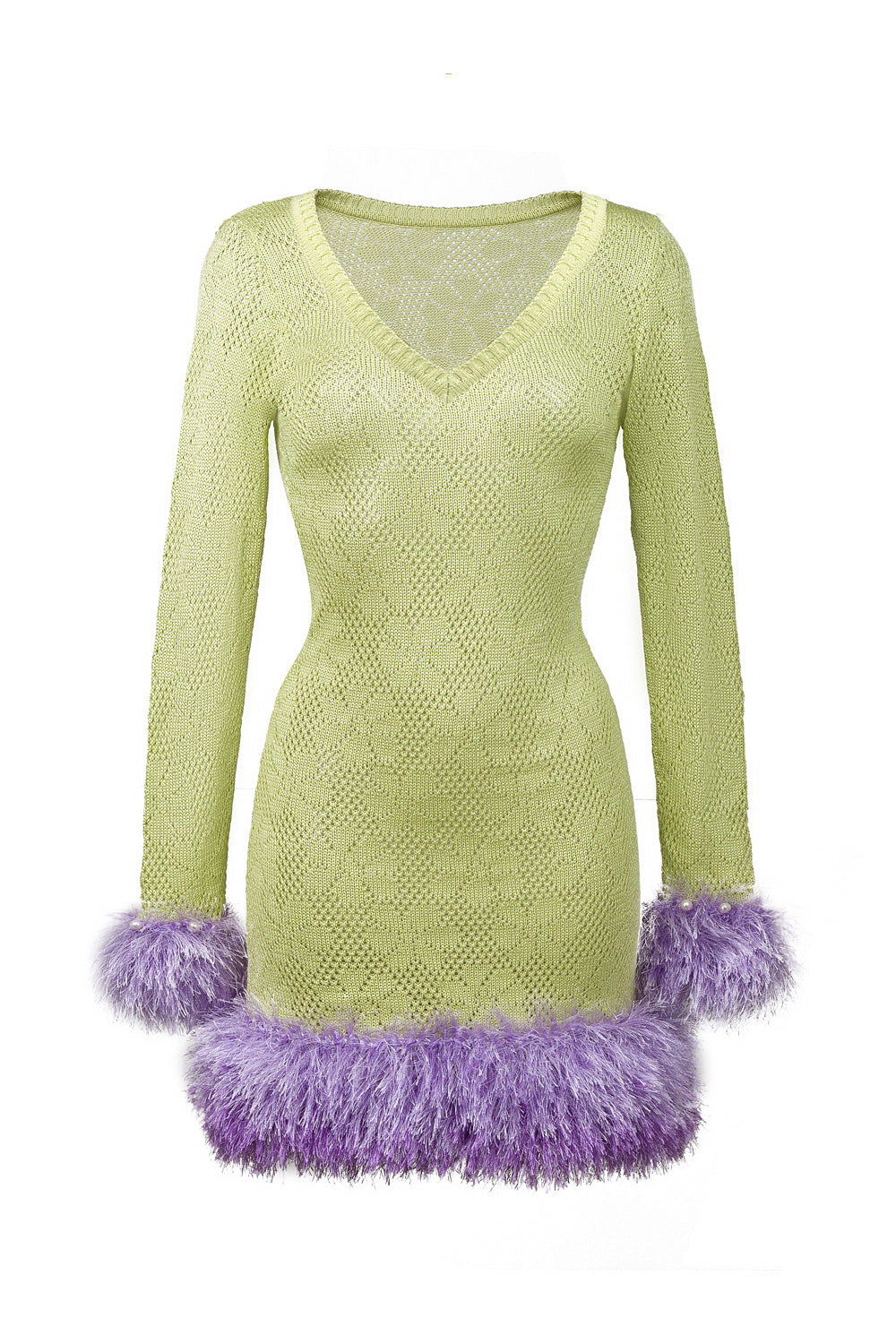 Shop Andreeva Women's Green Tropic Knit Dress With Handmade Details