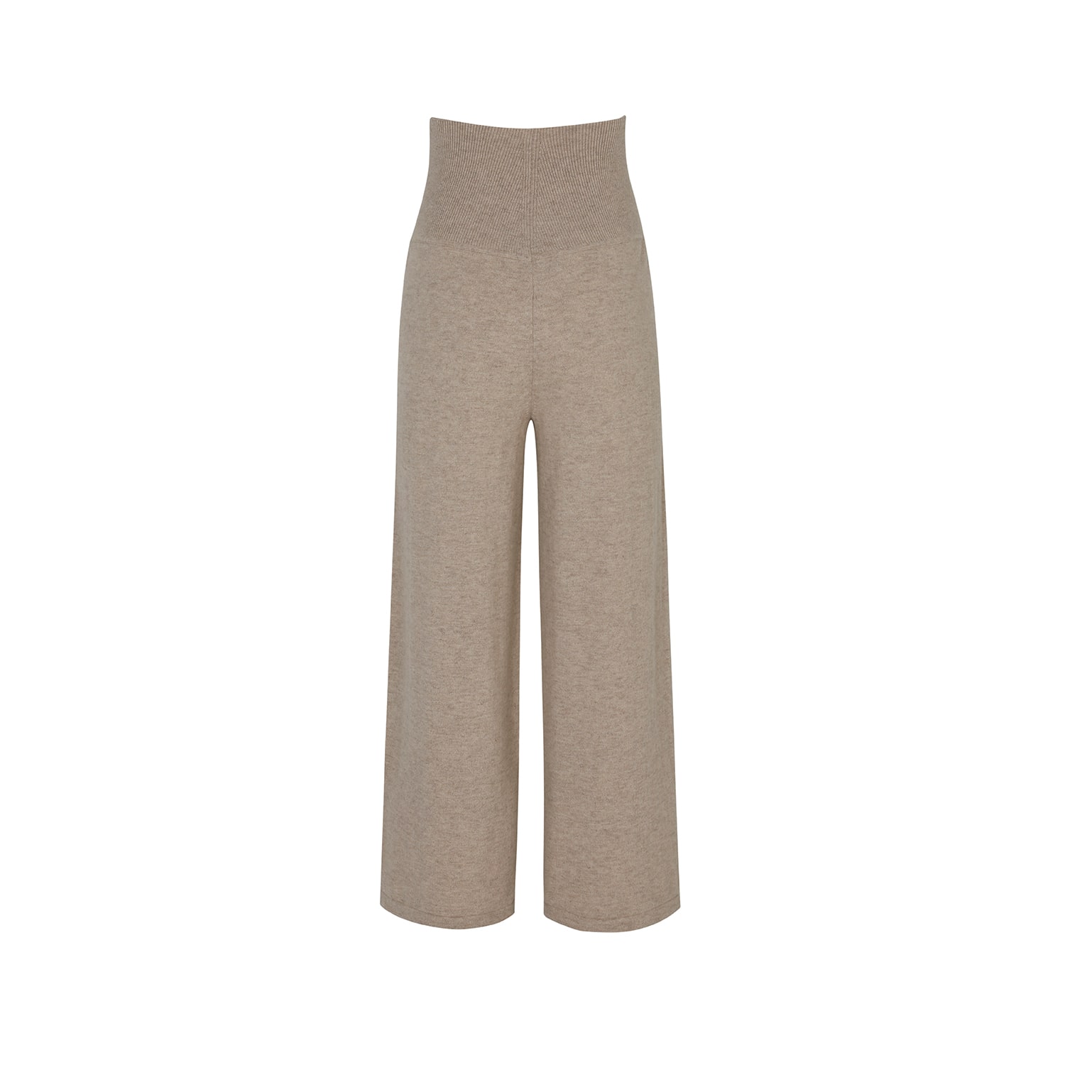 Women’s Neutrals Wide Banding Waist Cashmere Wide Leg Pants-Oatmeal S/M Callaite