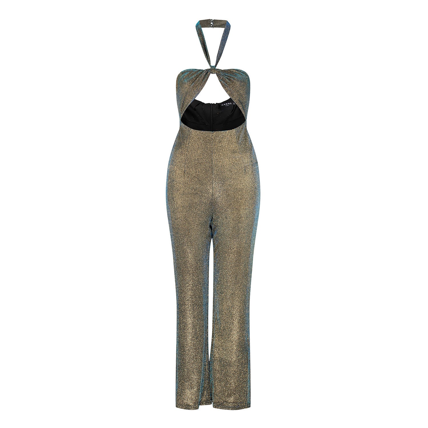 Karna Ramsay Women's Gold Blue Shimmer Danica Jumpsuit In Blue/yellow