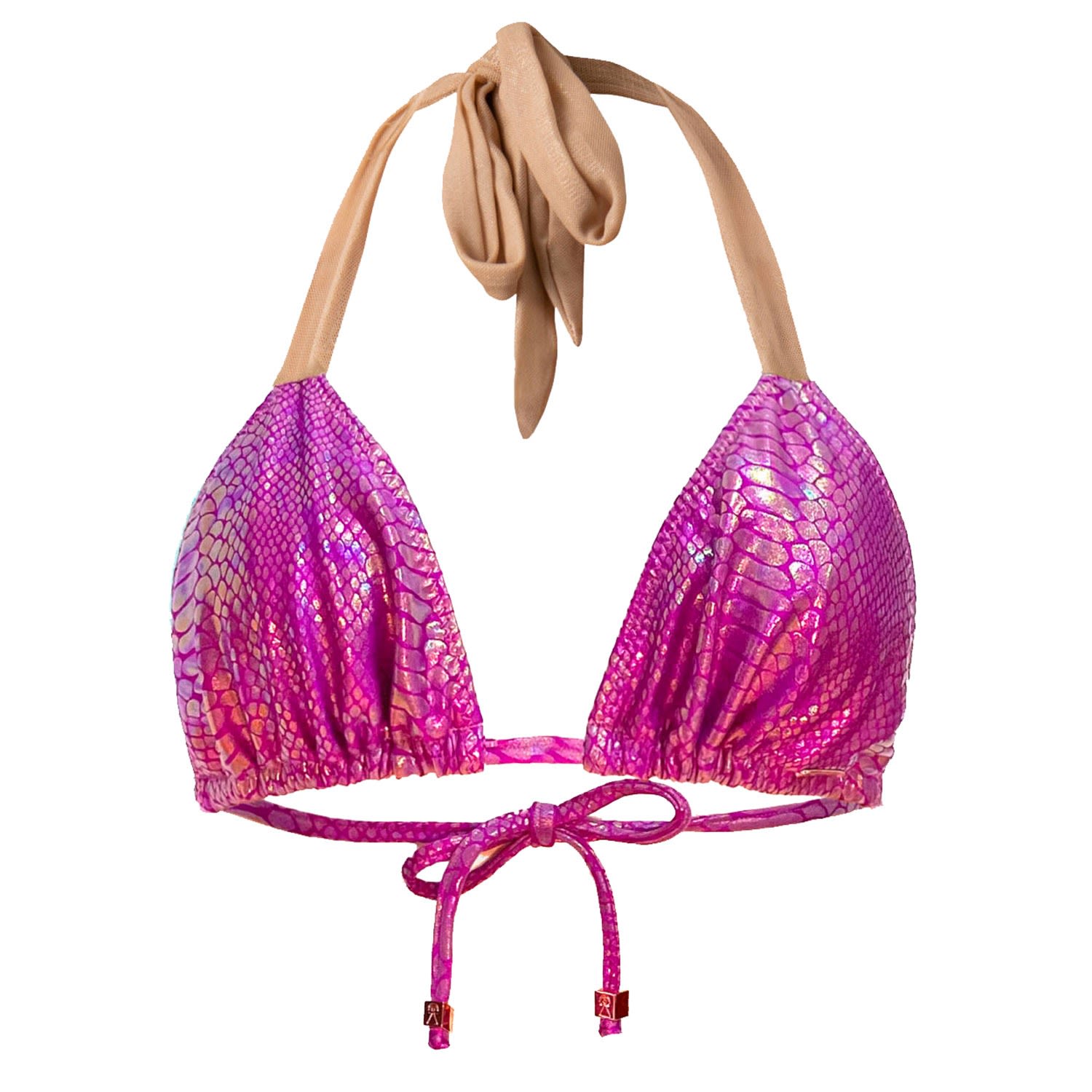 Deessa Ibiza Women's Pink / Purple Fuchsia Metallic Bikini Top Mari Bougainvillea - Pink In Pink/purple