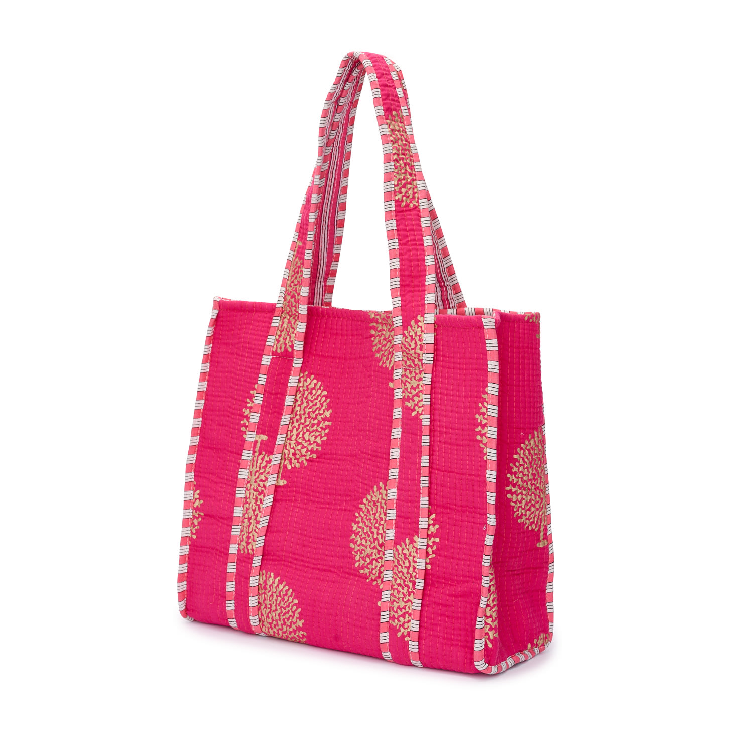 At Last... Women's Pink / Purple / Gold Medium Cotton Tote Bag In Fuschia & Gold