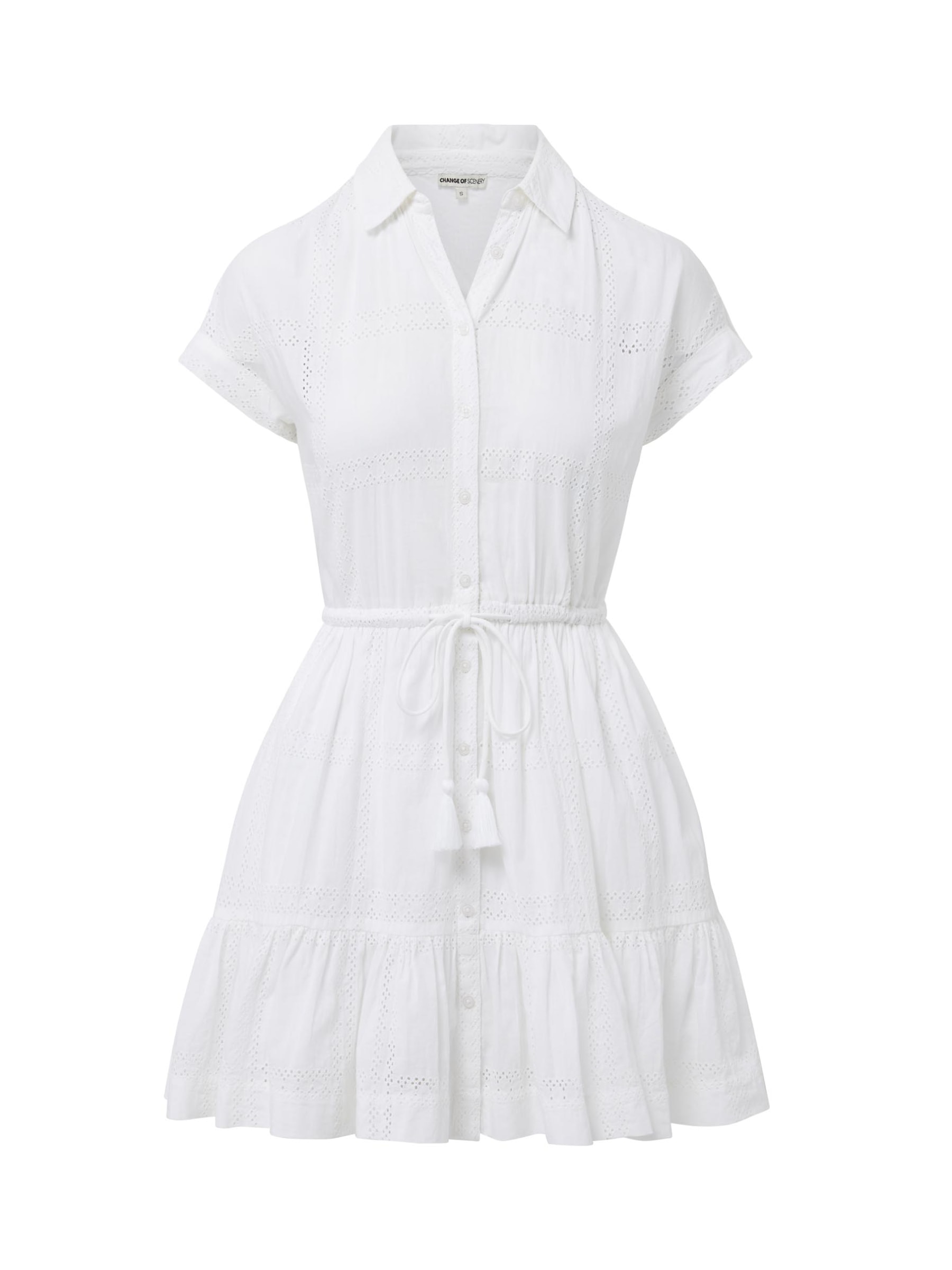 Change Of Scenery Women's Sarah Dress Grid Eyelet Fresh White In White
