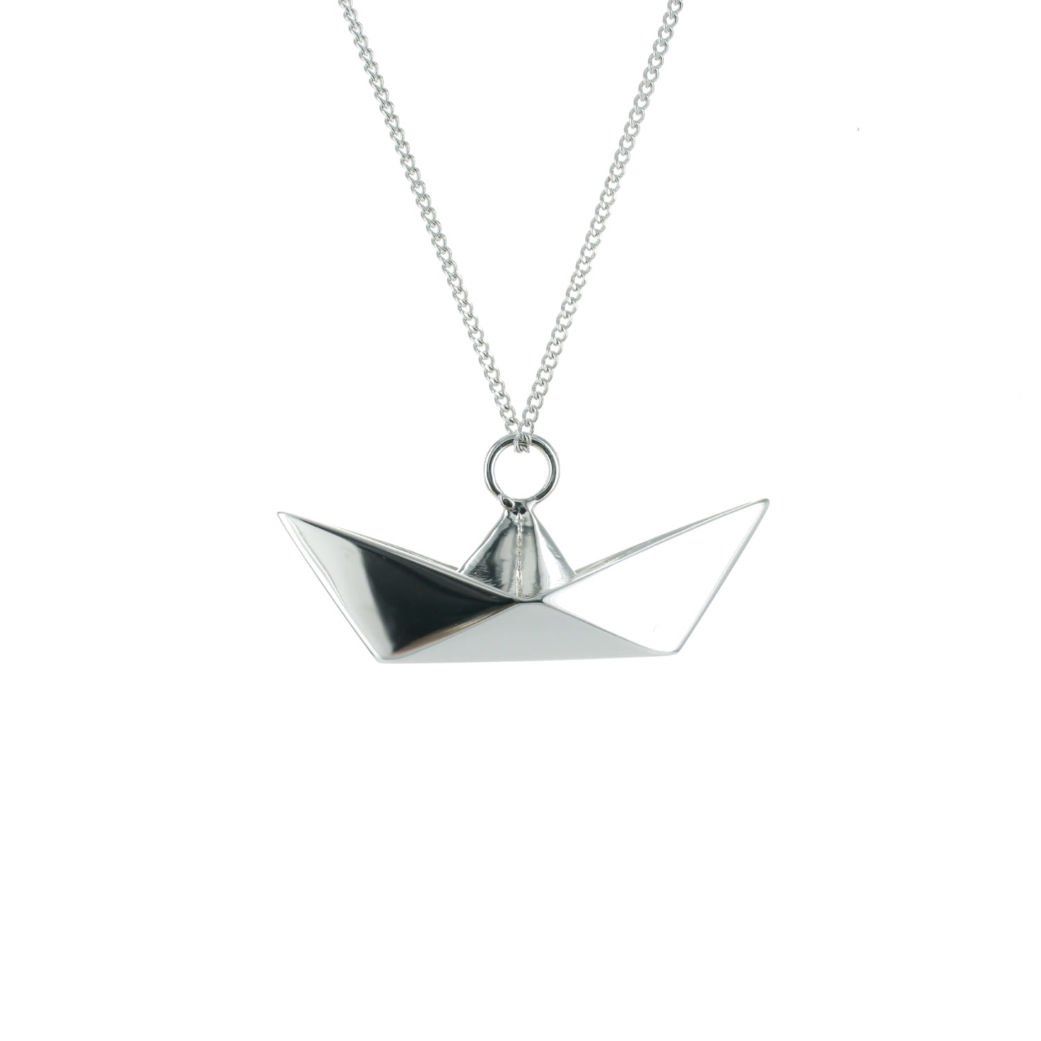 Women’s Boat Necklace Sterling Silver Origami Jewellery