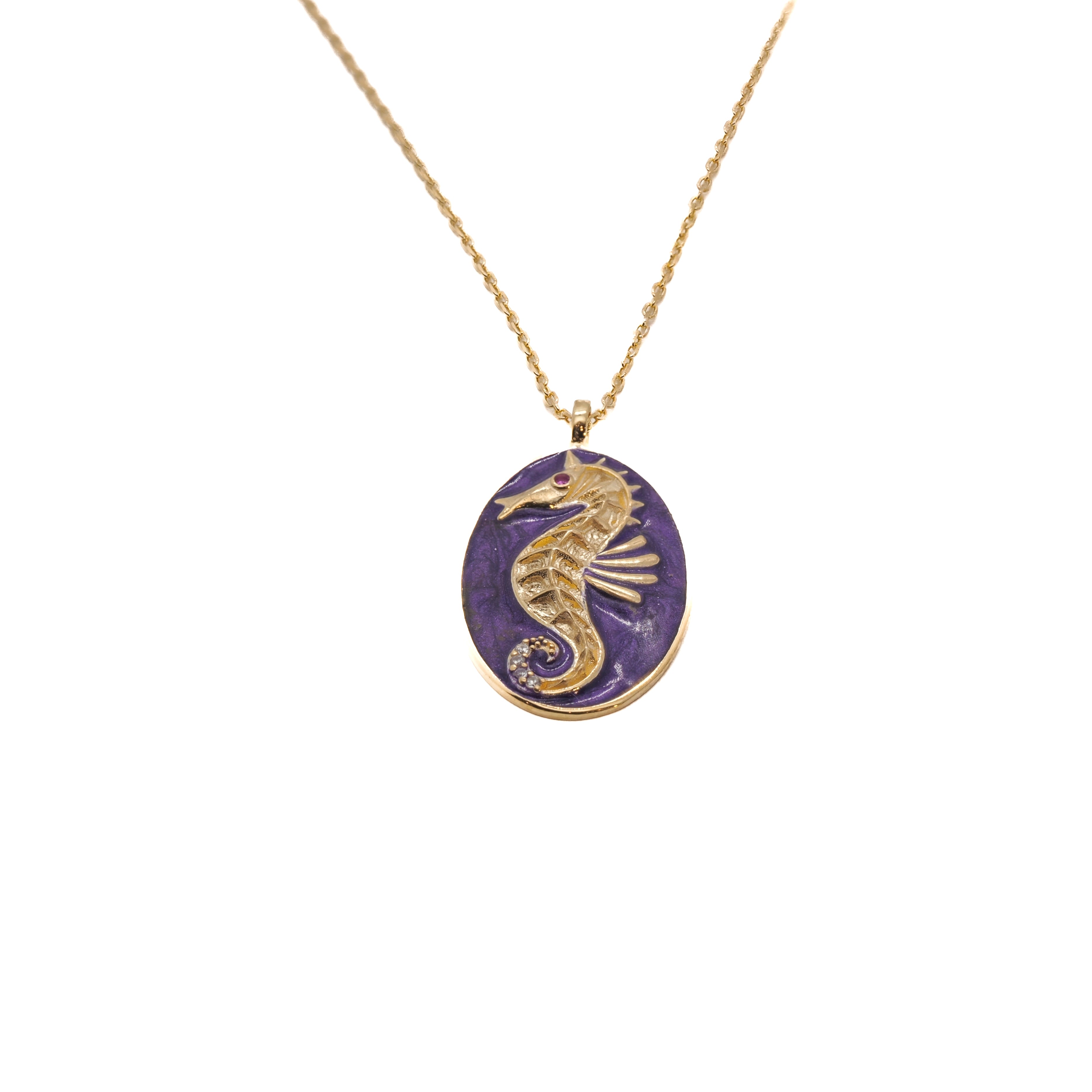 Women’s Gold / Pink / Purple Spirit Animal Seahorse Necklace Ebru Jewelry