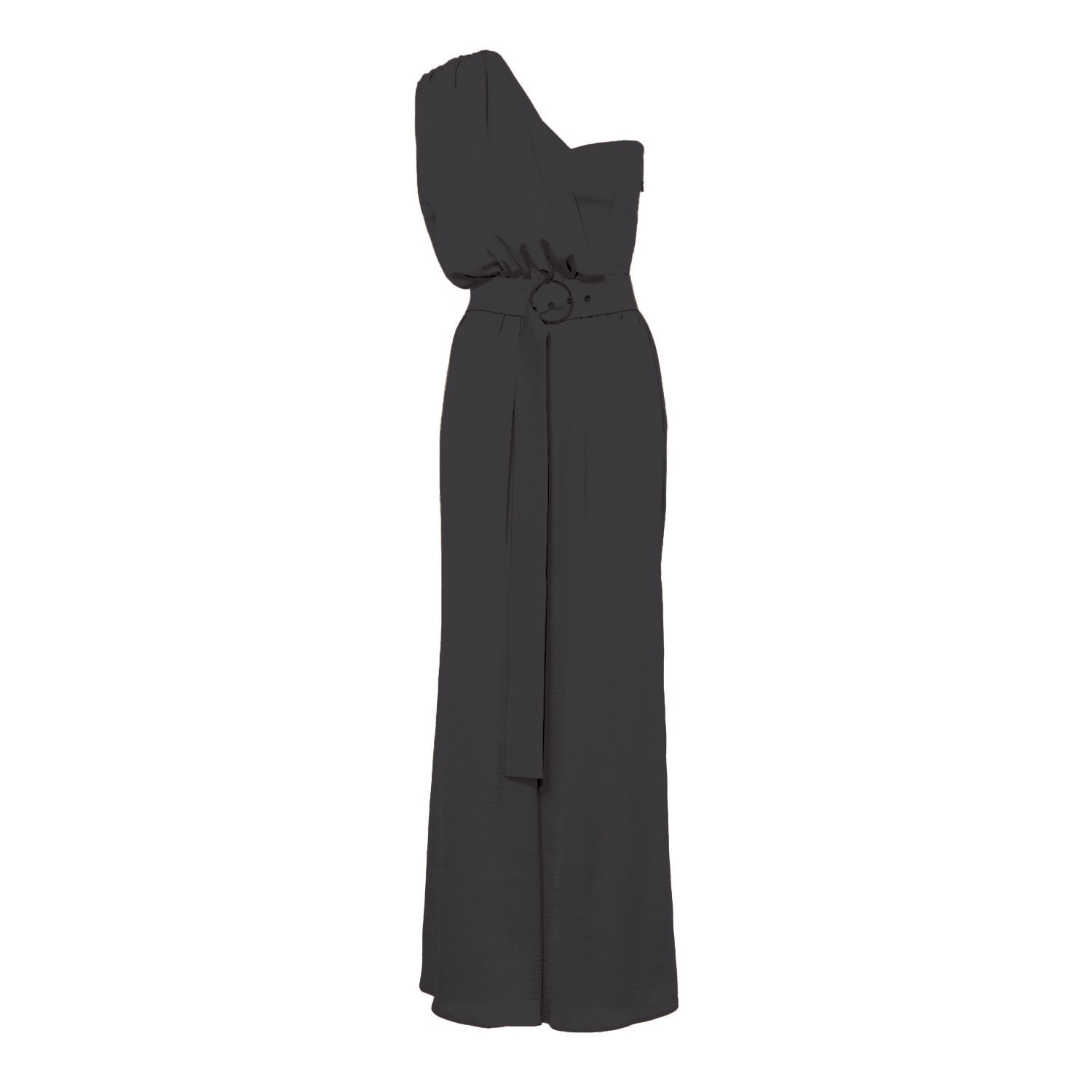 Bluzat Women's Black Maxi Jumpsuit With Belt In Black