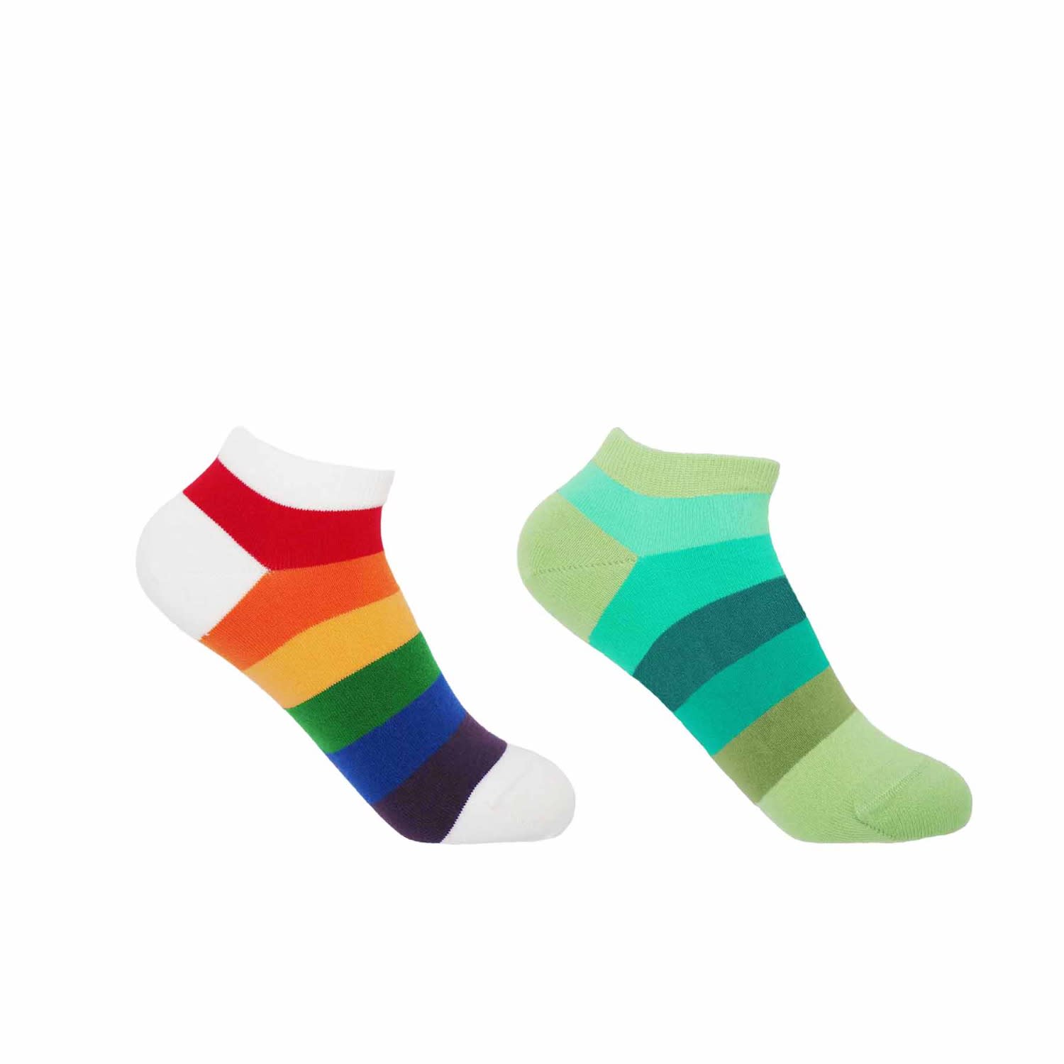 Peper Harow - Made In England Block Stripe Women's Trainer Socks Bundle - Rainbow & Earth