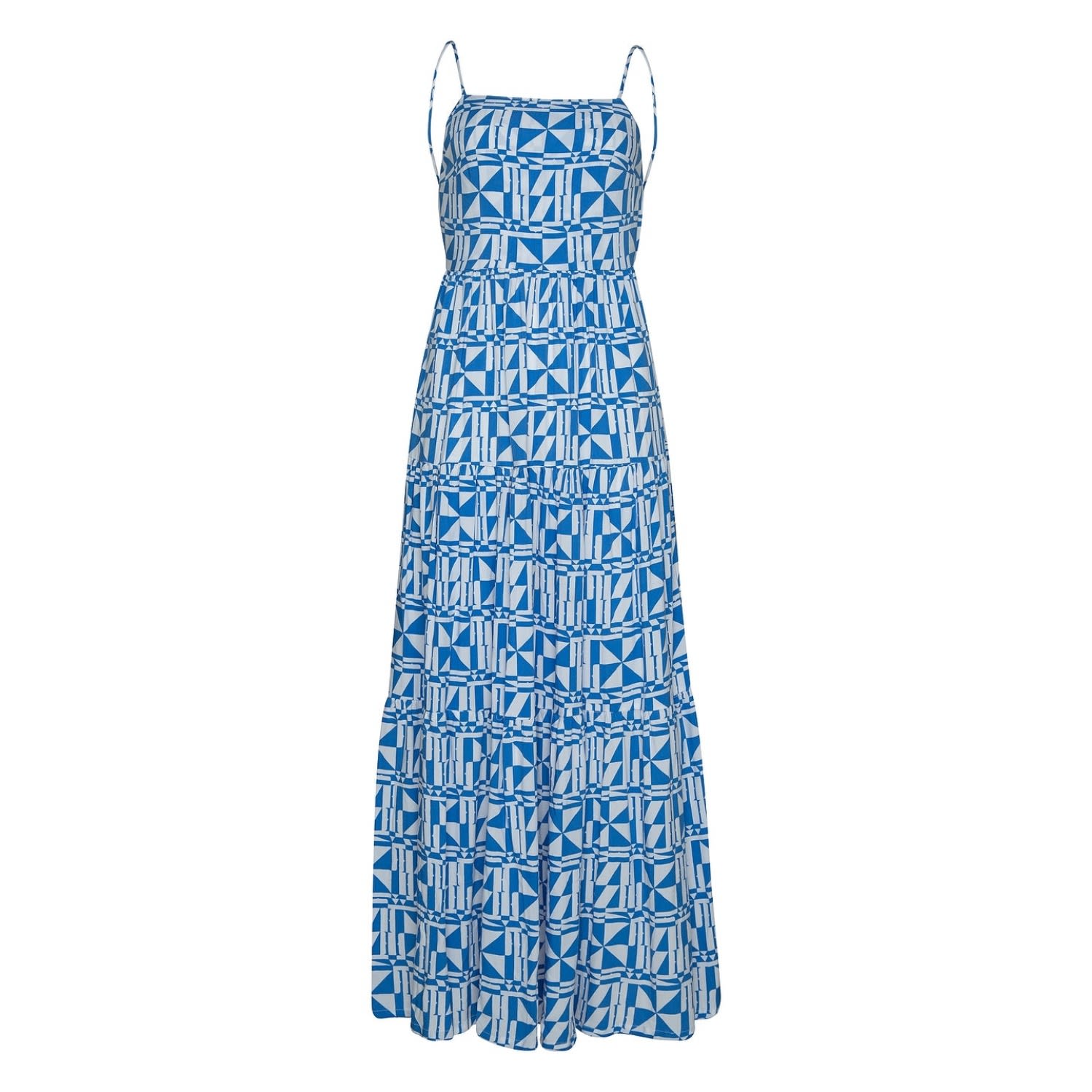 State Of Georgia Women's White / Blue The Triangle Maxi Dress Windmill Blue In White/blue