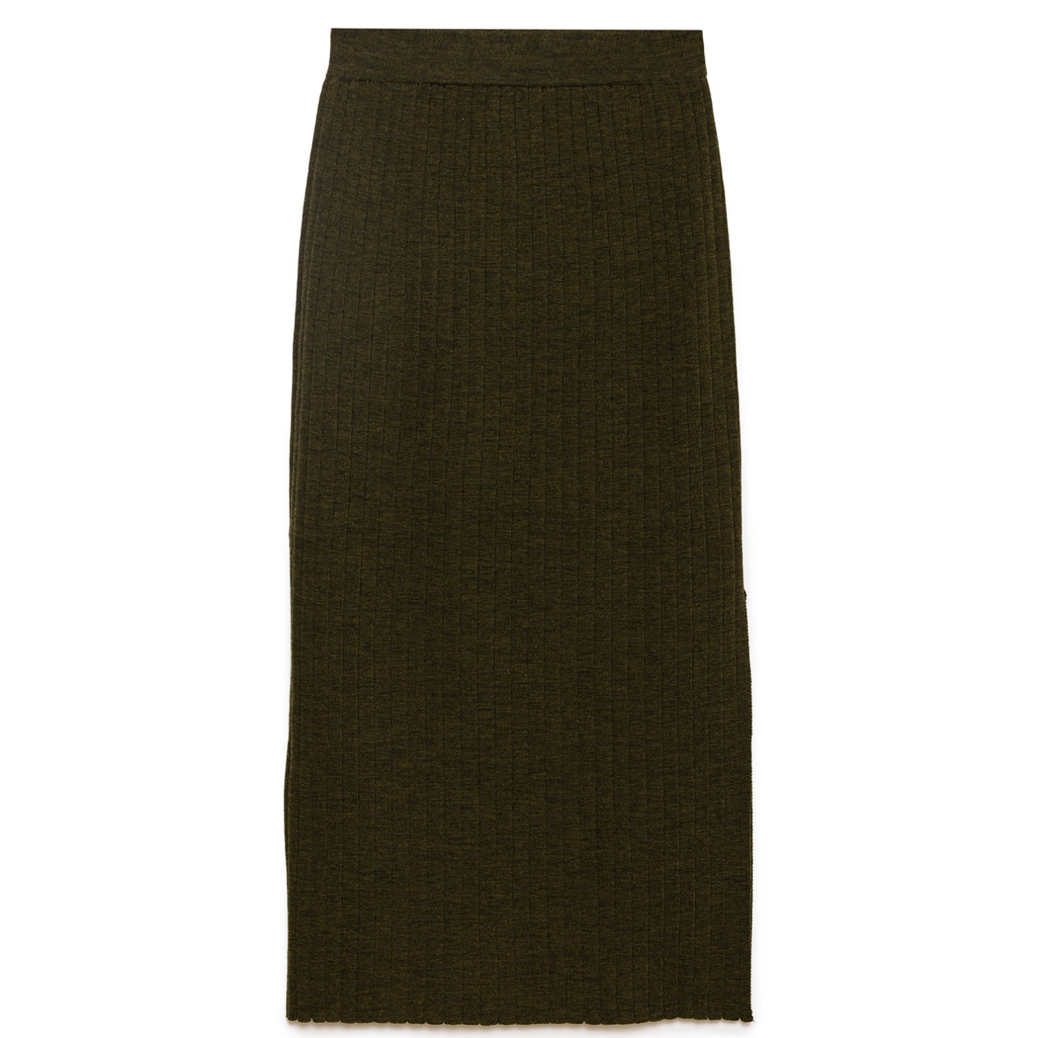 Peraluna Women's Brown Molly Rib-knit Midi Skirt In Dark Green Melange In Brown