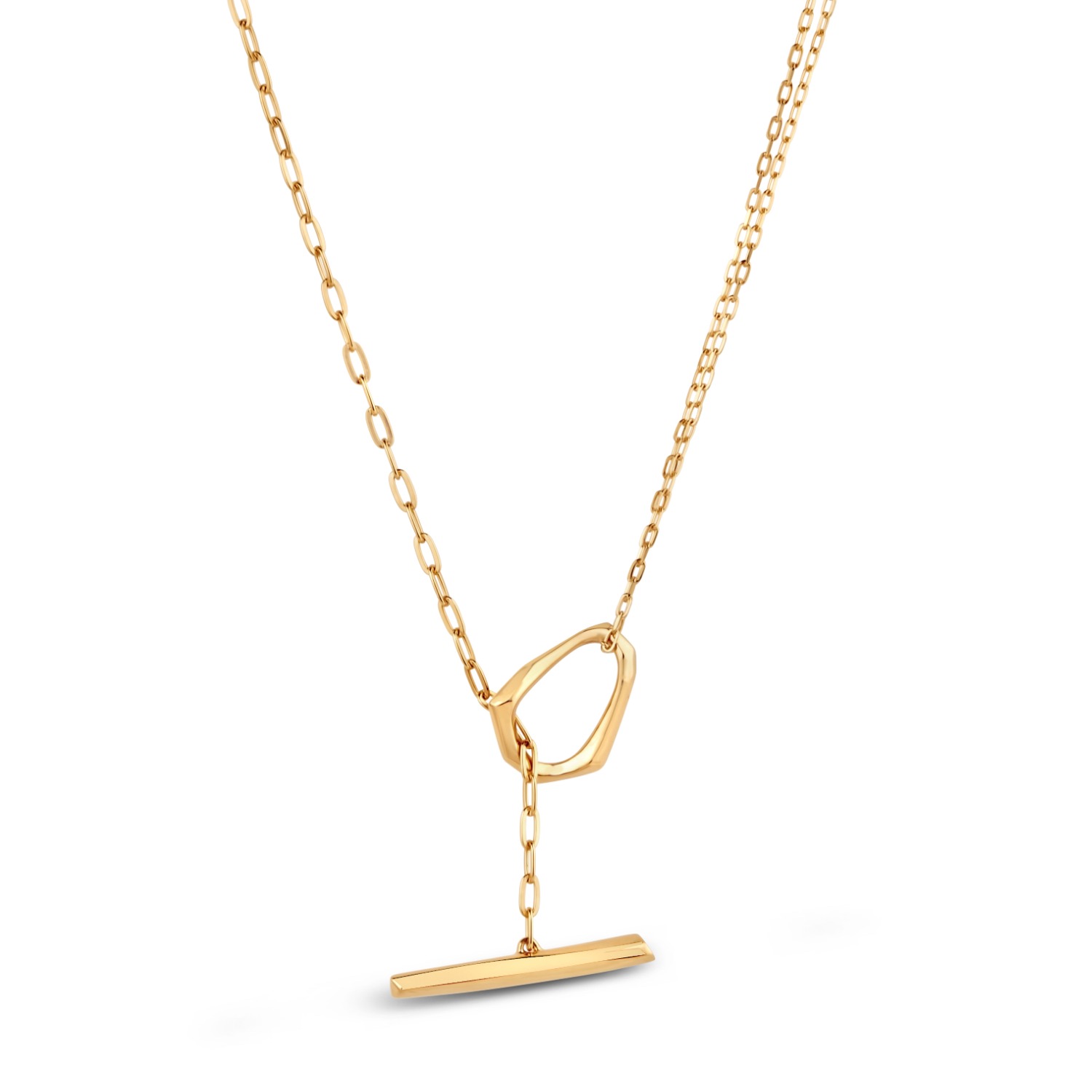 Dinny Hall 22ct Gold-plated Vermeil Silver Thalassa Faceted Medium T-bar Lariat Pendant Necklace In Gold