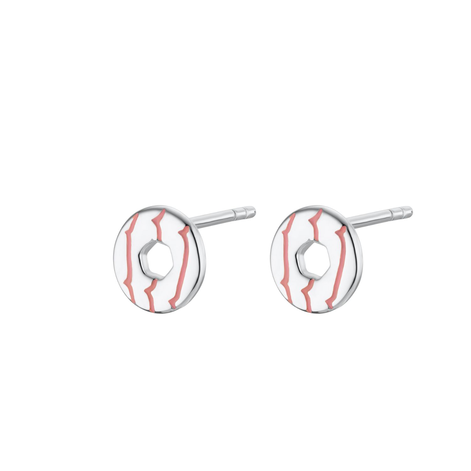 Lily Charmed Women's Silver / Pink / Purple Sterling Silver Party Ring Biscuit Stud Earrings With Pink Enamel