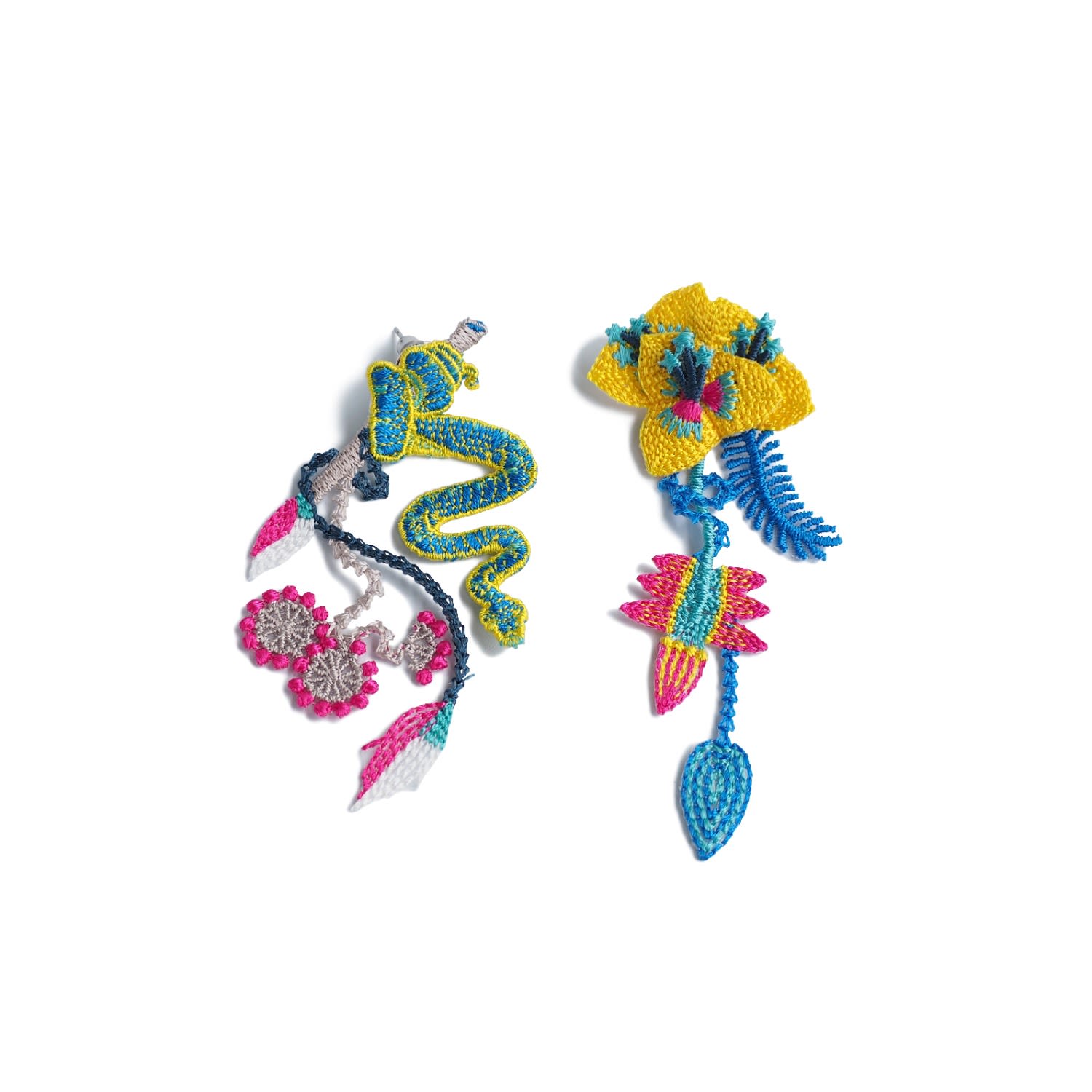 Nana Watanabe Women's Garden Embroidery Earrings - Yellow In Yellow