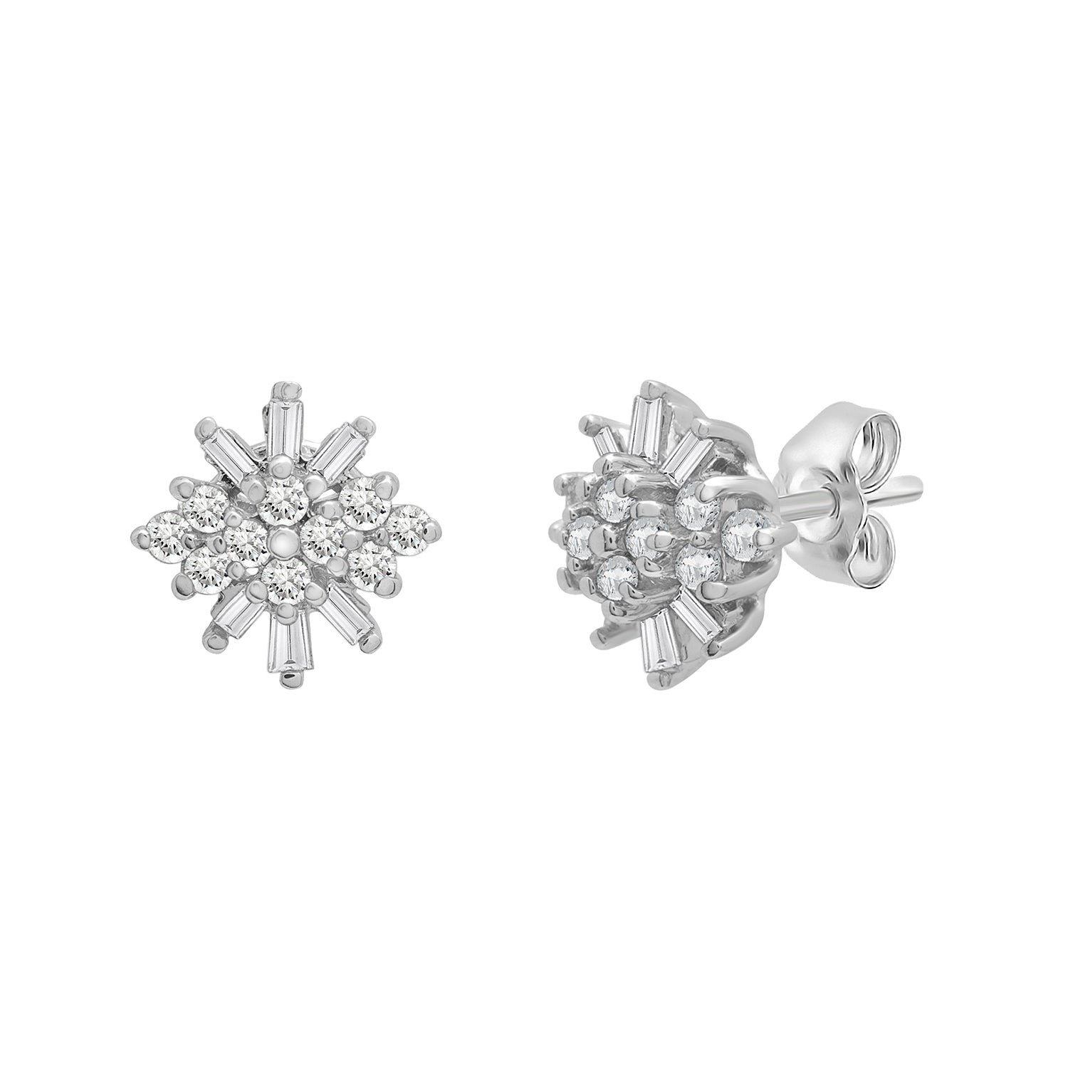 Miki & Jane Women's White / Silver Arazely Diamond Scattered Flower Earrings In Multi