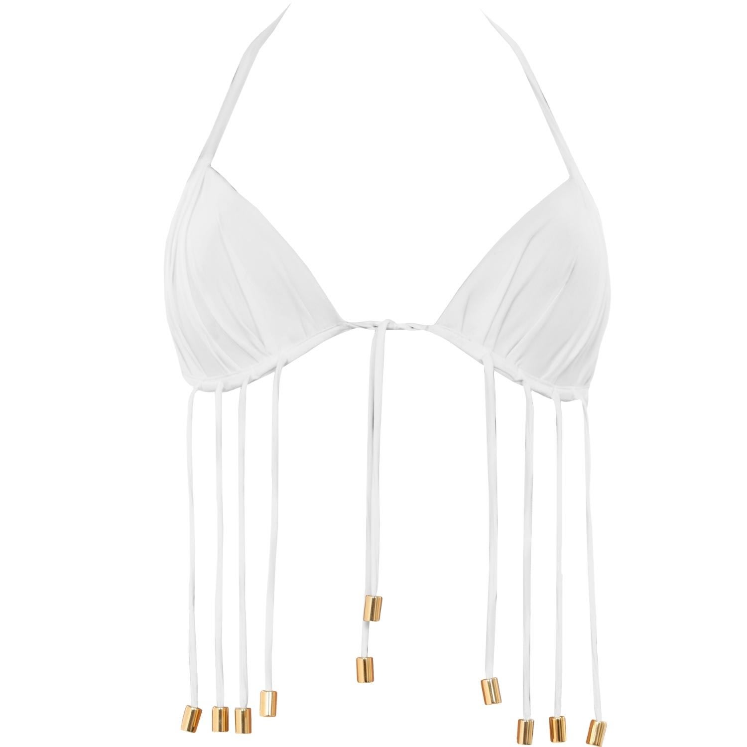 Antoninias Women's Elixir Bikini Bra With Golden Details In White In White
