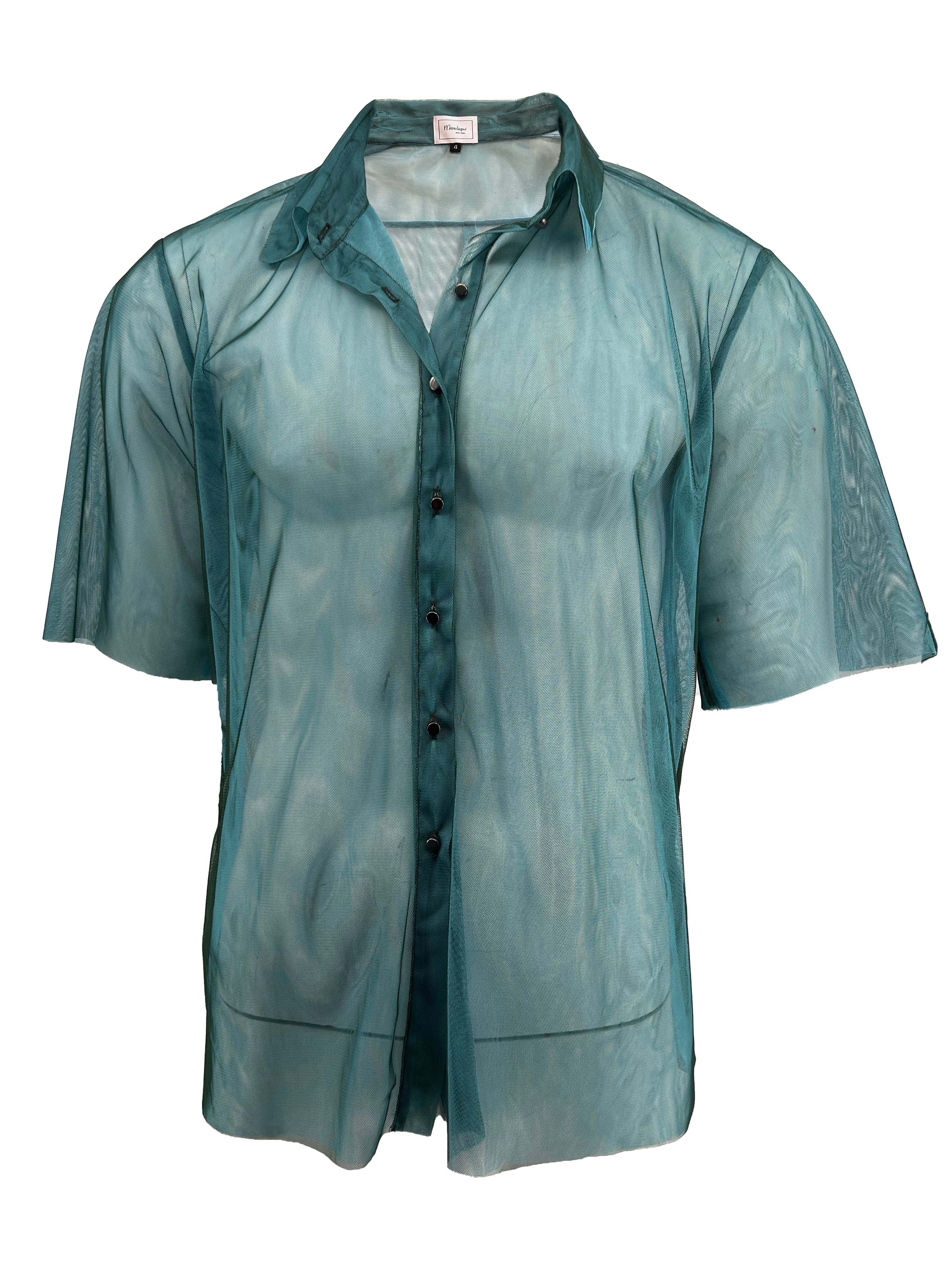 Men’s Blue Two Tone Mesh Shirt - Turquoise Extra Large Monzlapur New York