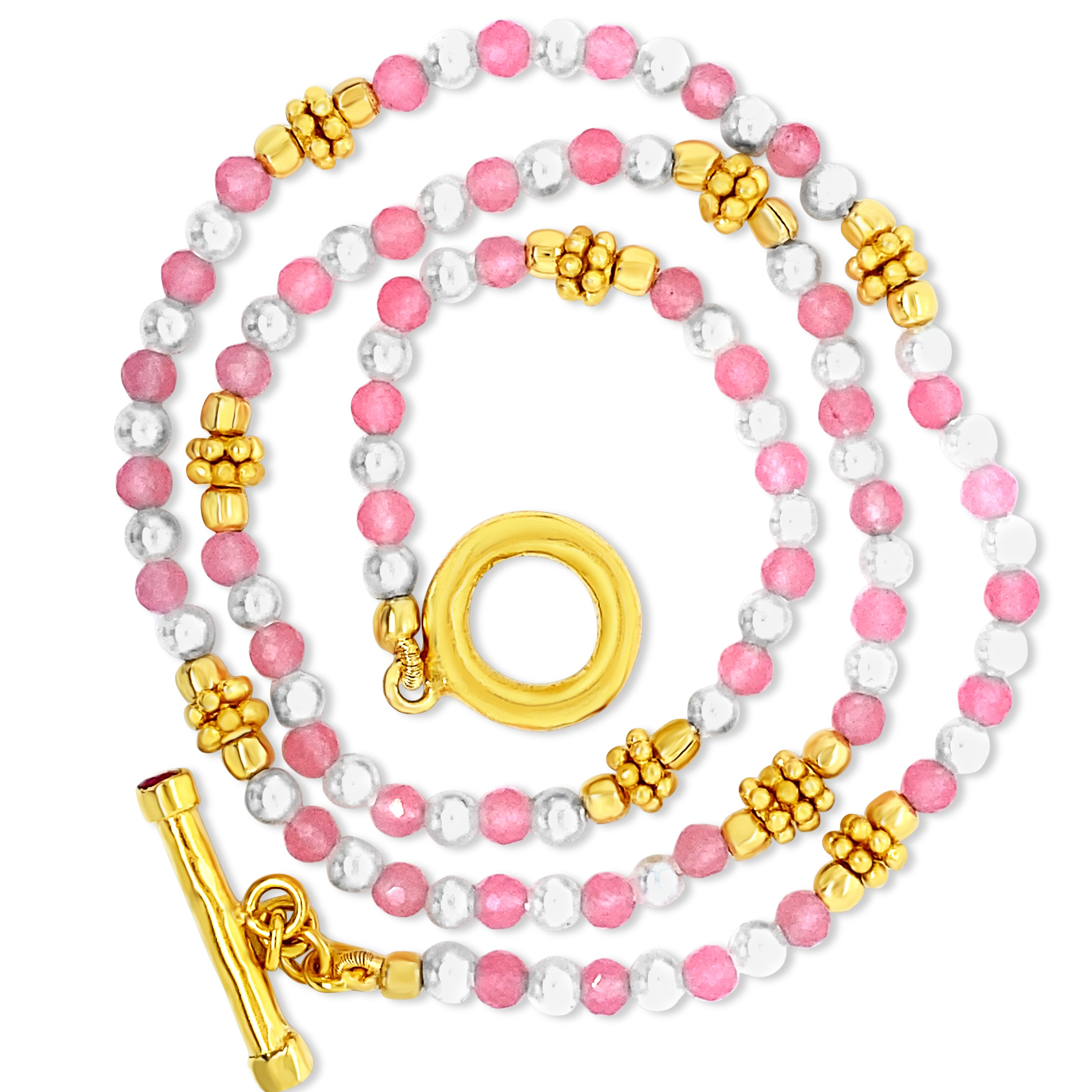 Gem Bazaar Jewellery Women's White / Pink / Gold Pink Sands Necklace In Multi