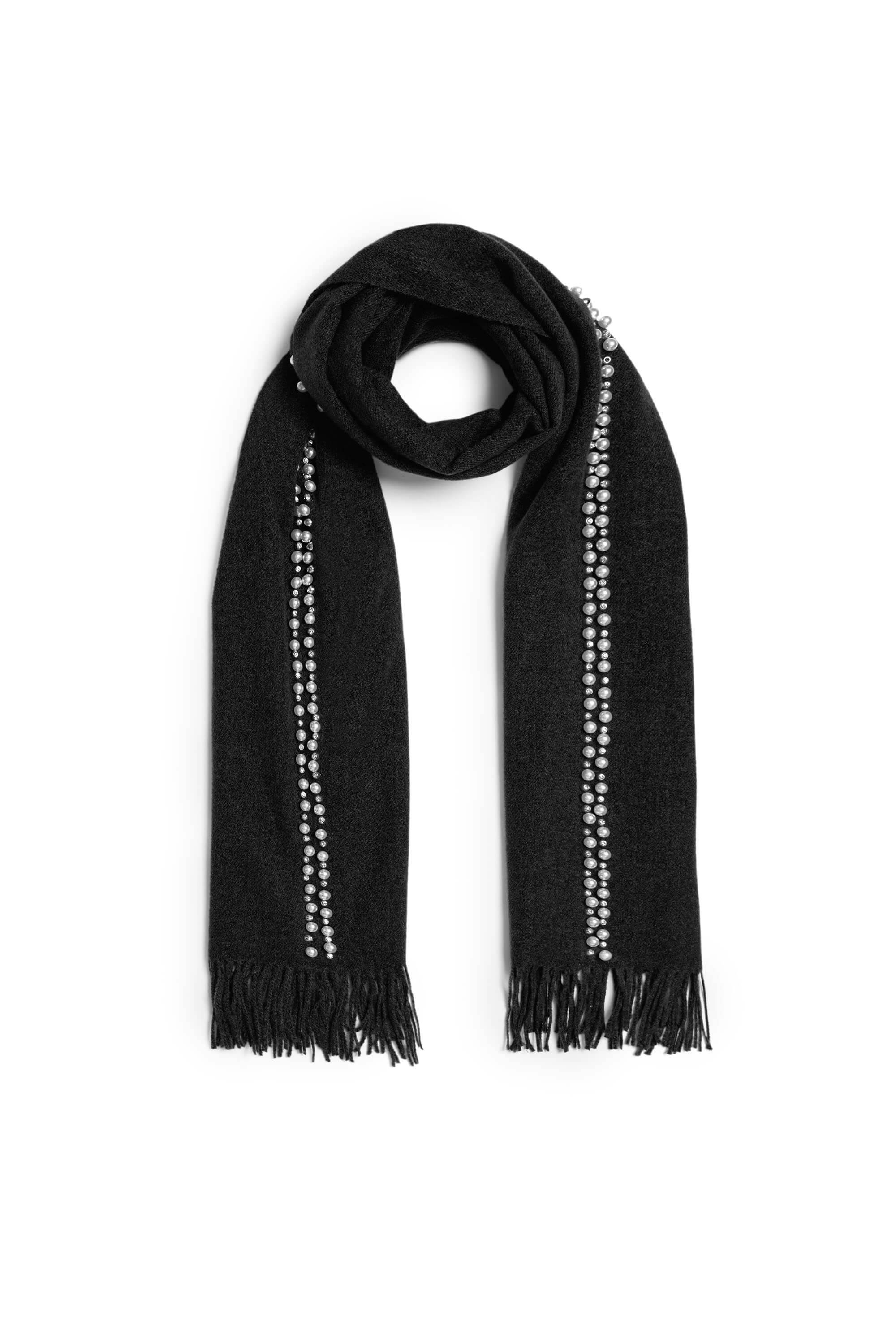 James Lakeland Women's Black Pearl Detail Scarf In Black