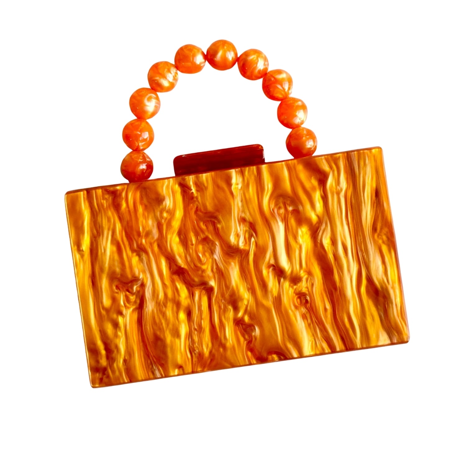 Women’s Yellow / Orange Acrylic Party Box Purse In Blaze With Beaded Handle Closet Rehab