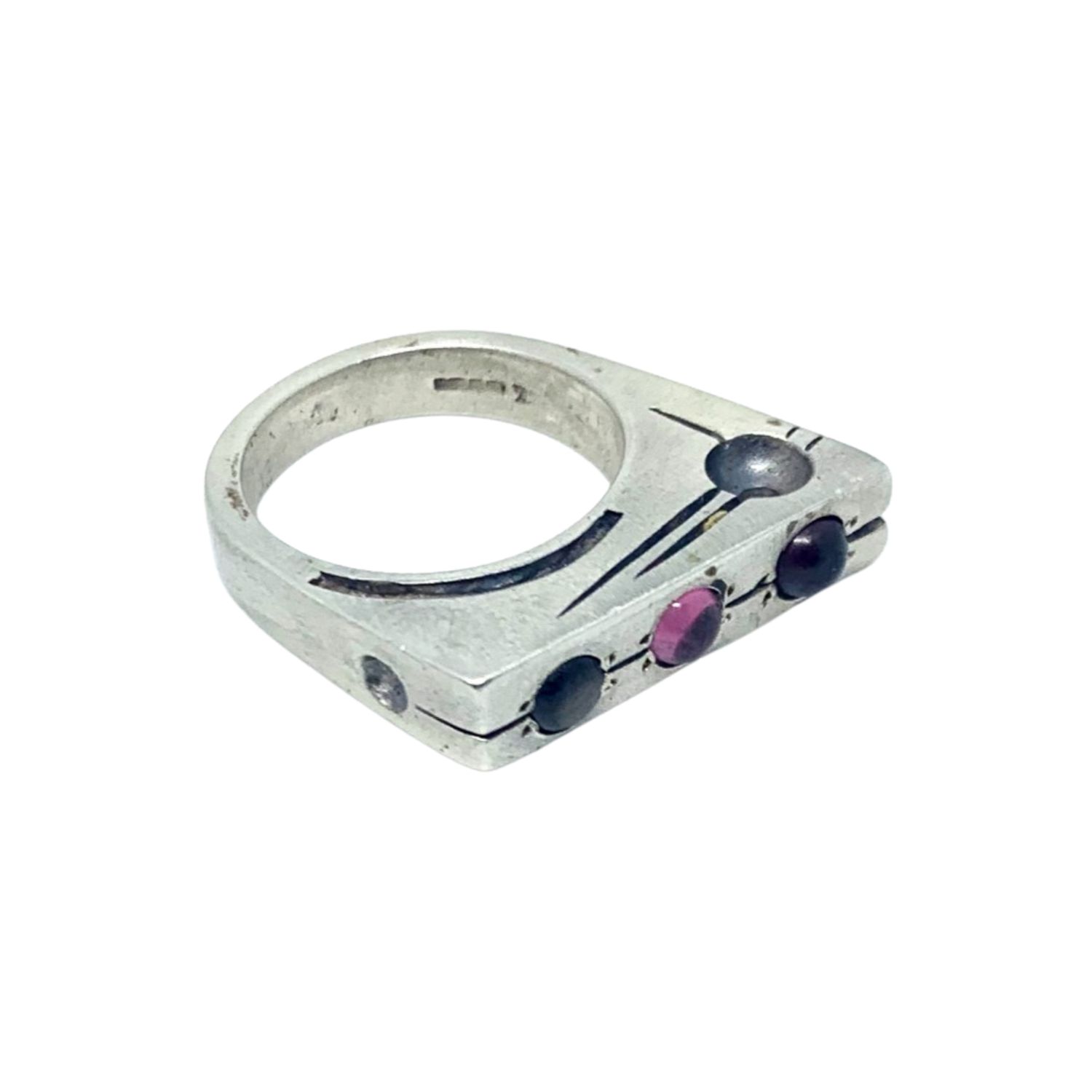 Tg-jewellery By Tamara Gervasio Women's Red / Pink / Purple Traffic Light Silver Ring With Garnet, Tourmaline, Black Star Gemstones