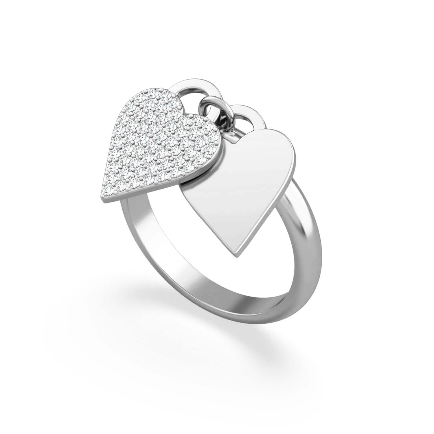 Women’s Ring Valentine Eighteen K Gold And Diamonds White Gold Aquae Jewels