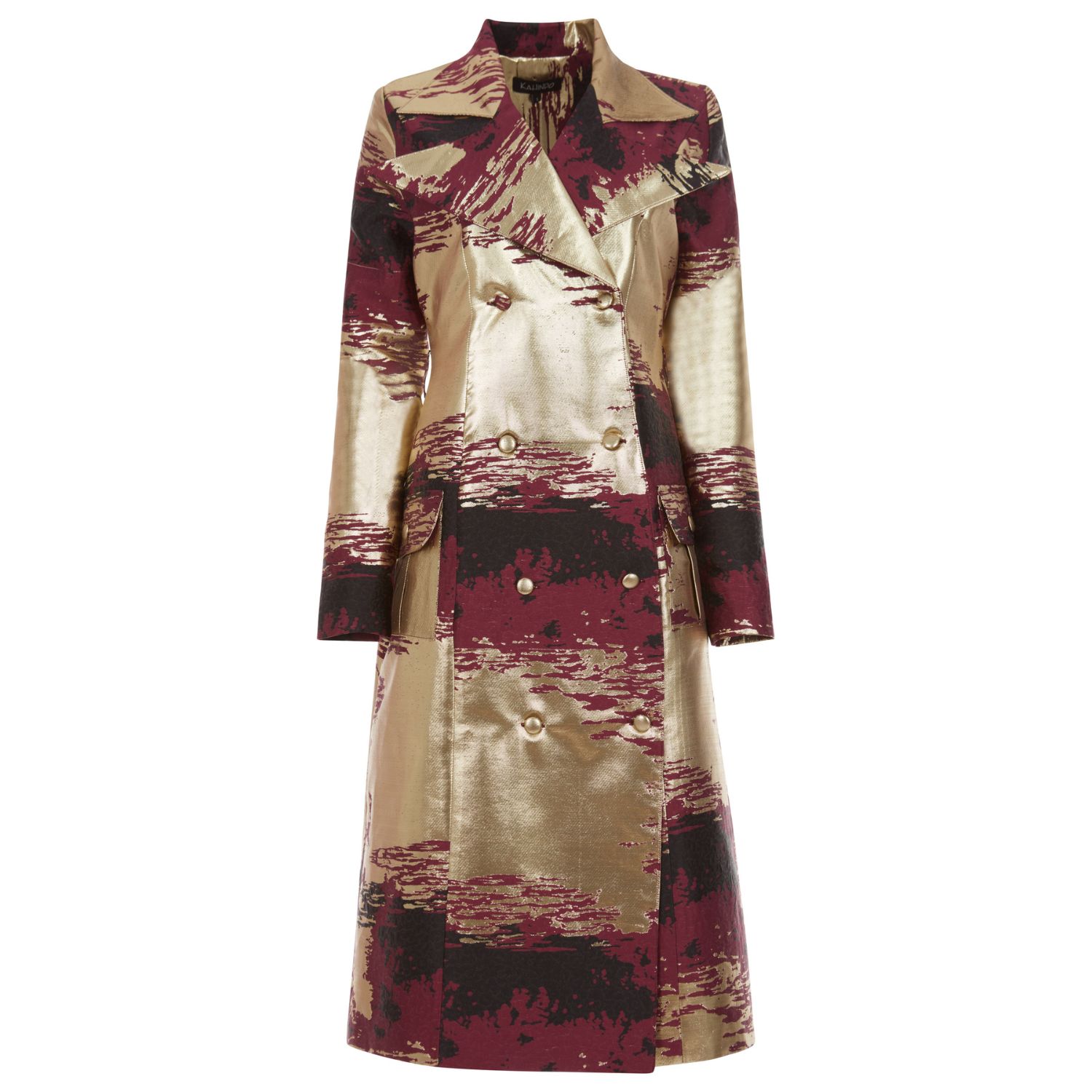 Kahindo Women's Black / Gold / Red Gold Jacquard Namibia Trenchcoat In Black/gold/red
