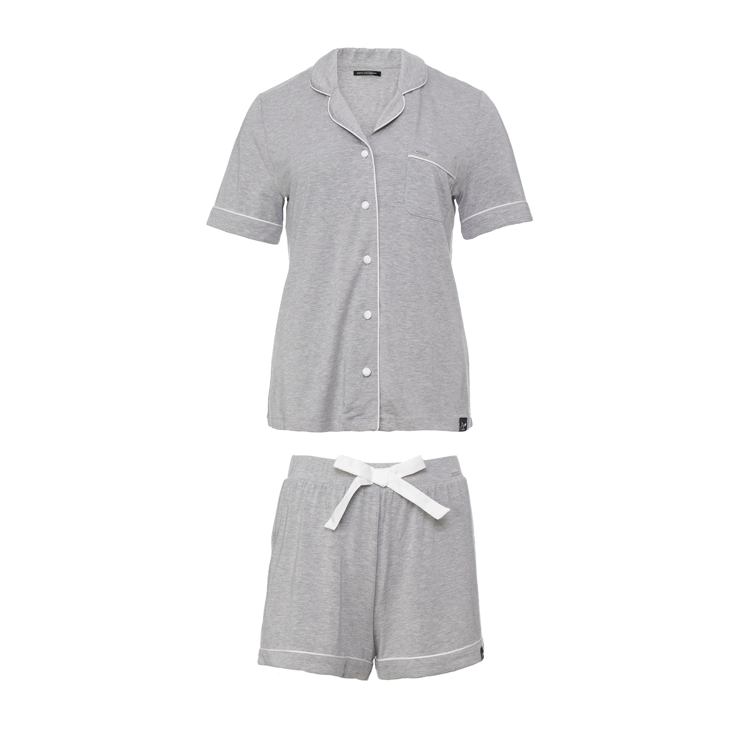 Bamboo Shirt Short Set In Grey Marl, Pretty You