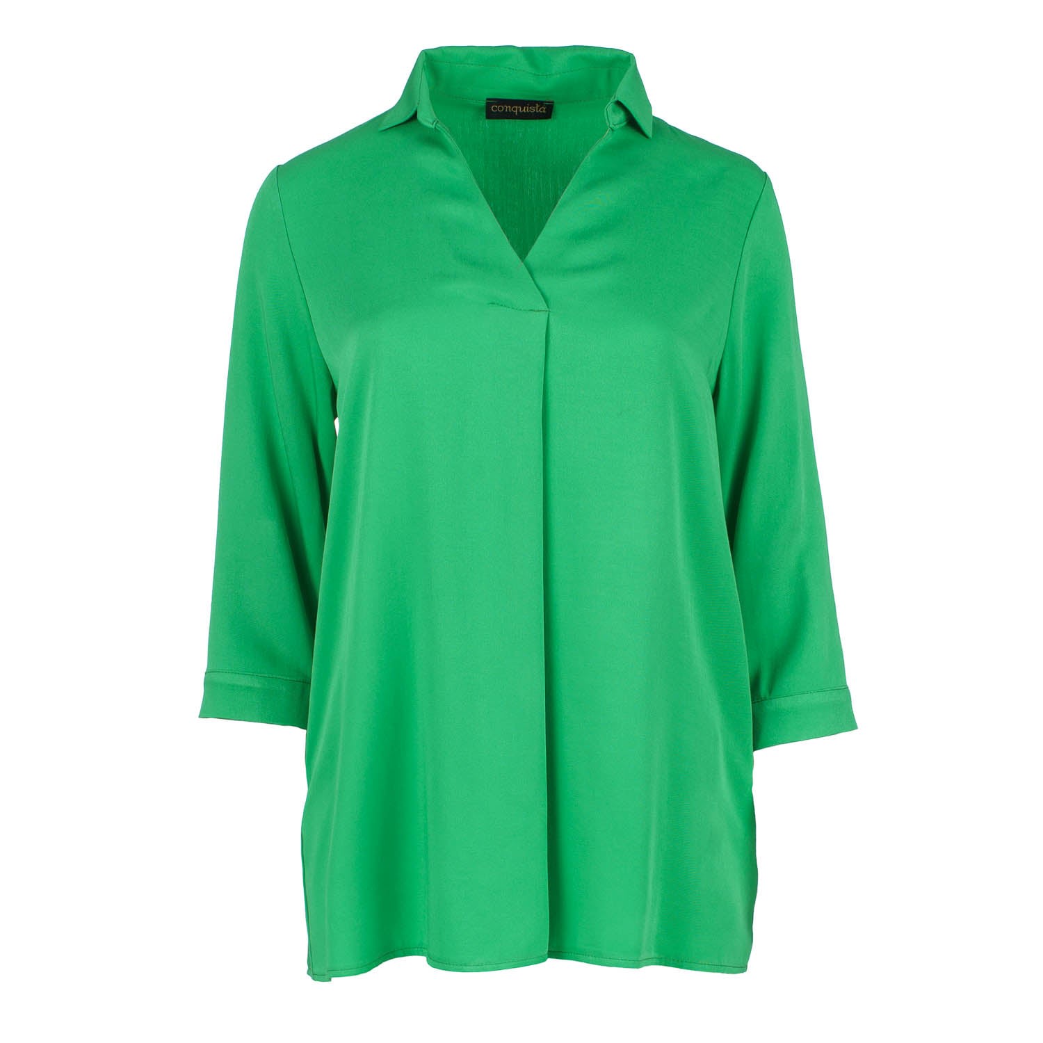 Conquista Women's Green V Neck Top In Green