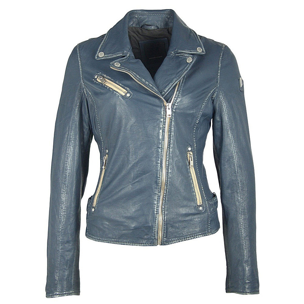Women's Sofia Rf Leather Jacket - Denim Blue | XXL | Mauritius