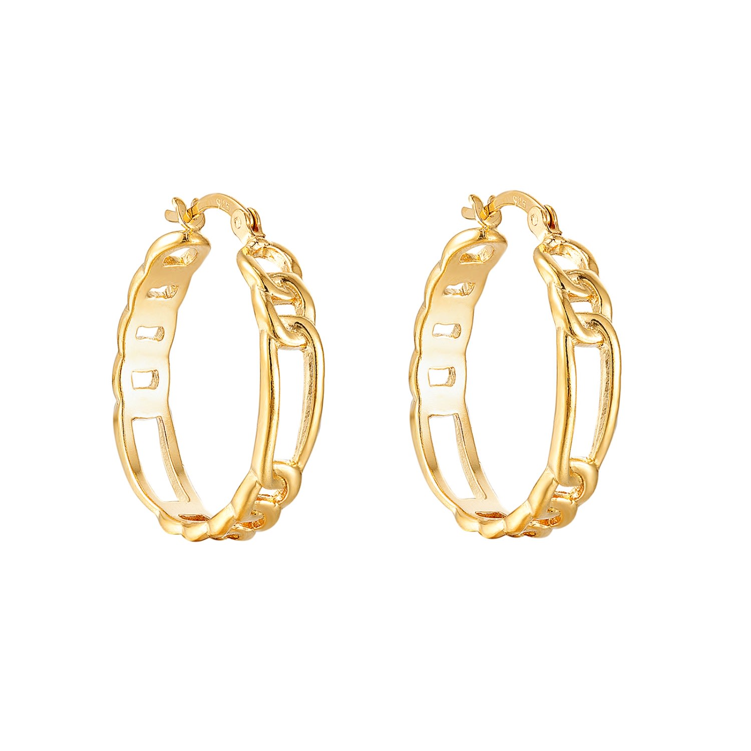 Women’s 22Ct Gold Vermeil Figaro Chain Hoop Earrings Seol + Gold