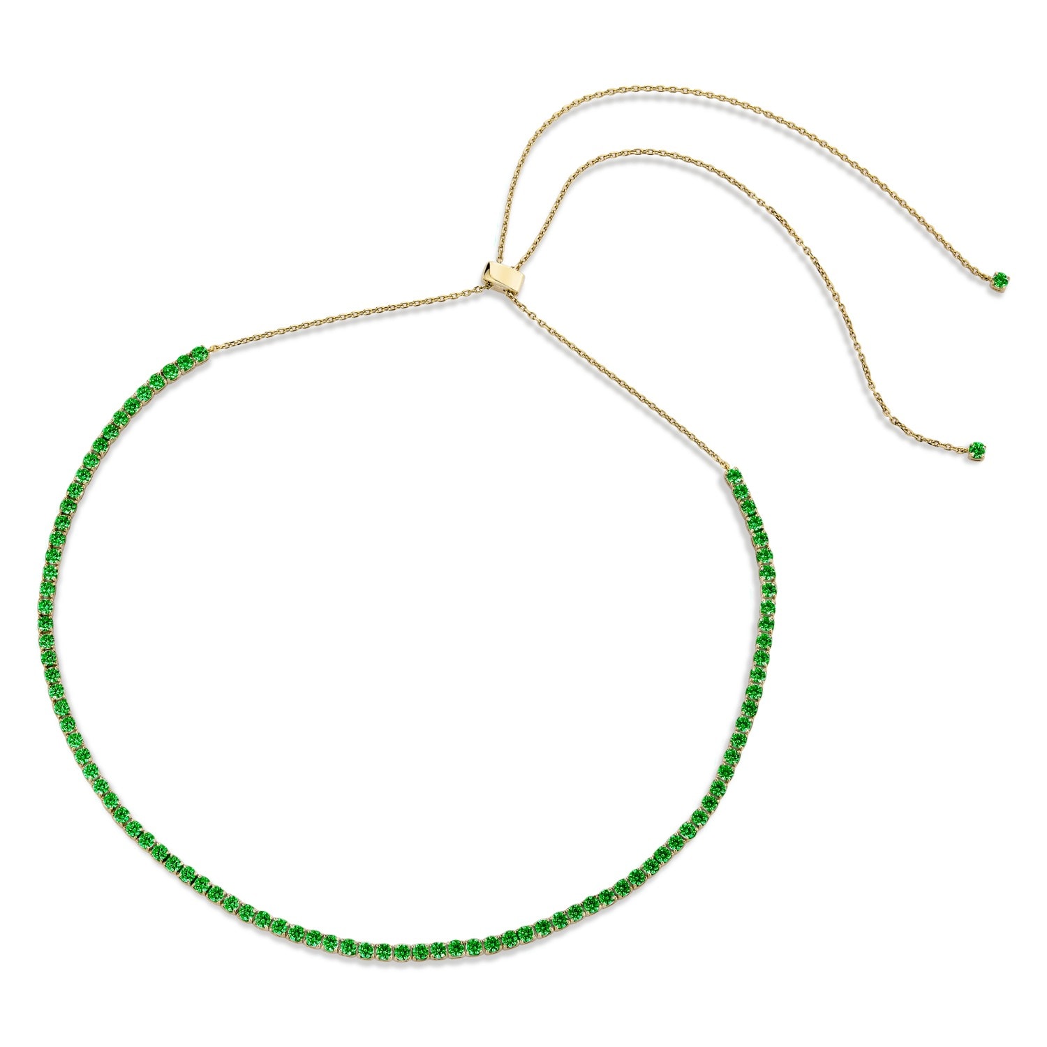 Sally Skoufis Women's Green / Gold Solitaire Chain Necklace With Man Made Emeralds & Cz Diamond Stimulant In 18k G